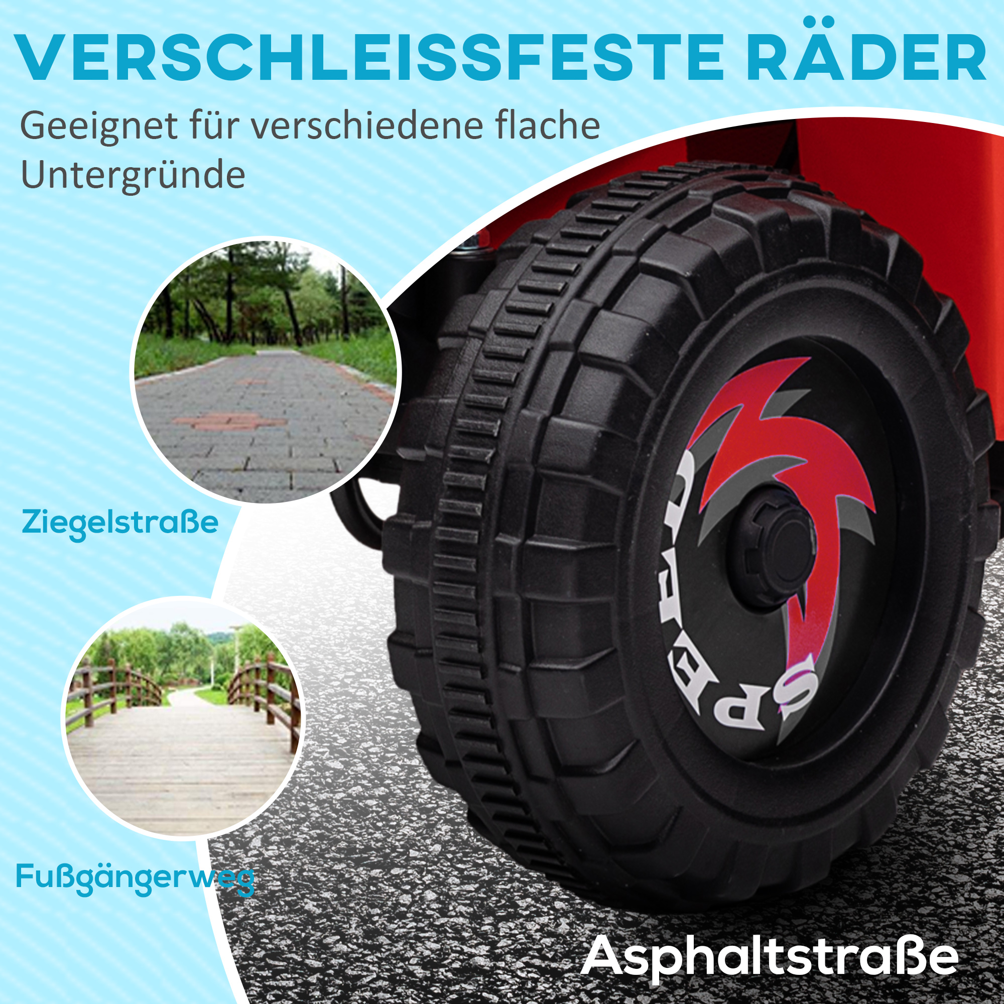 Elektro-Kinderquad mit Anhänger, 2,5 km/h, 50 Minuten Fahrtzeit, für 1,5 bis 3 Jahre, bis 25 kg, Rot