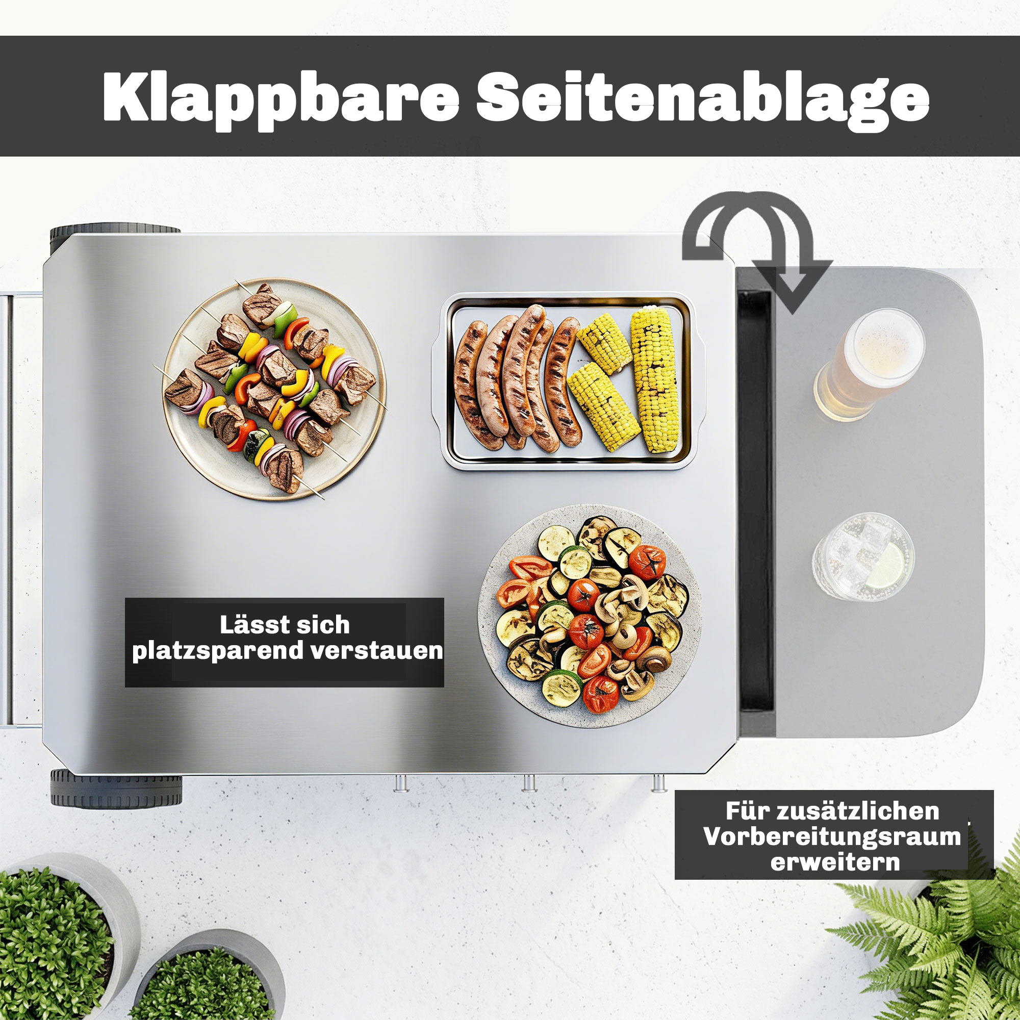 Küchenwagen mit Rollen Servierwagen mit Haken Papierrollenhalter Müllsackständer Edelstahl 115 x 67,5 x 80,5 cm Schwarz