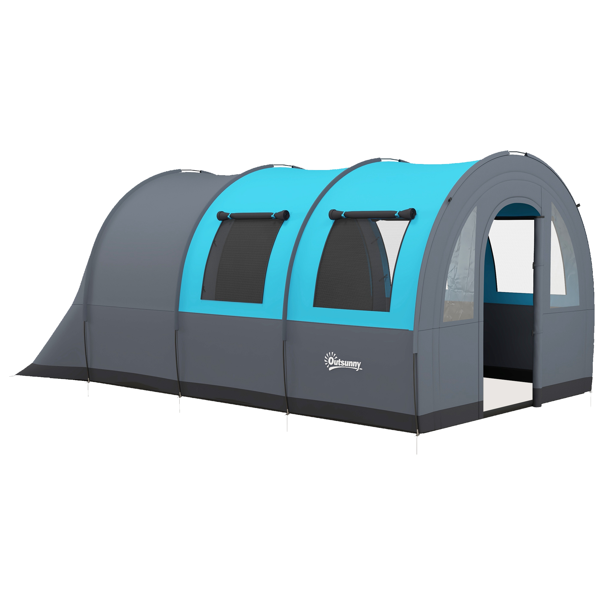 Campingzelt bis 6 Pers., Familienzelt, separate Bereiche, wasserdicht, Grau/Blau