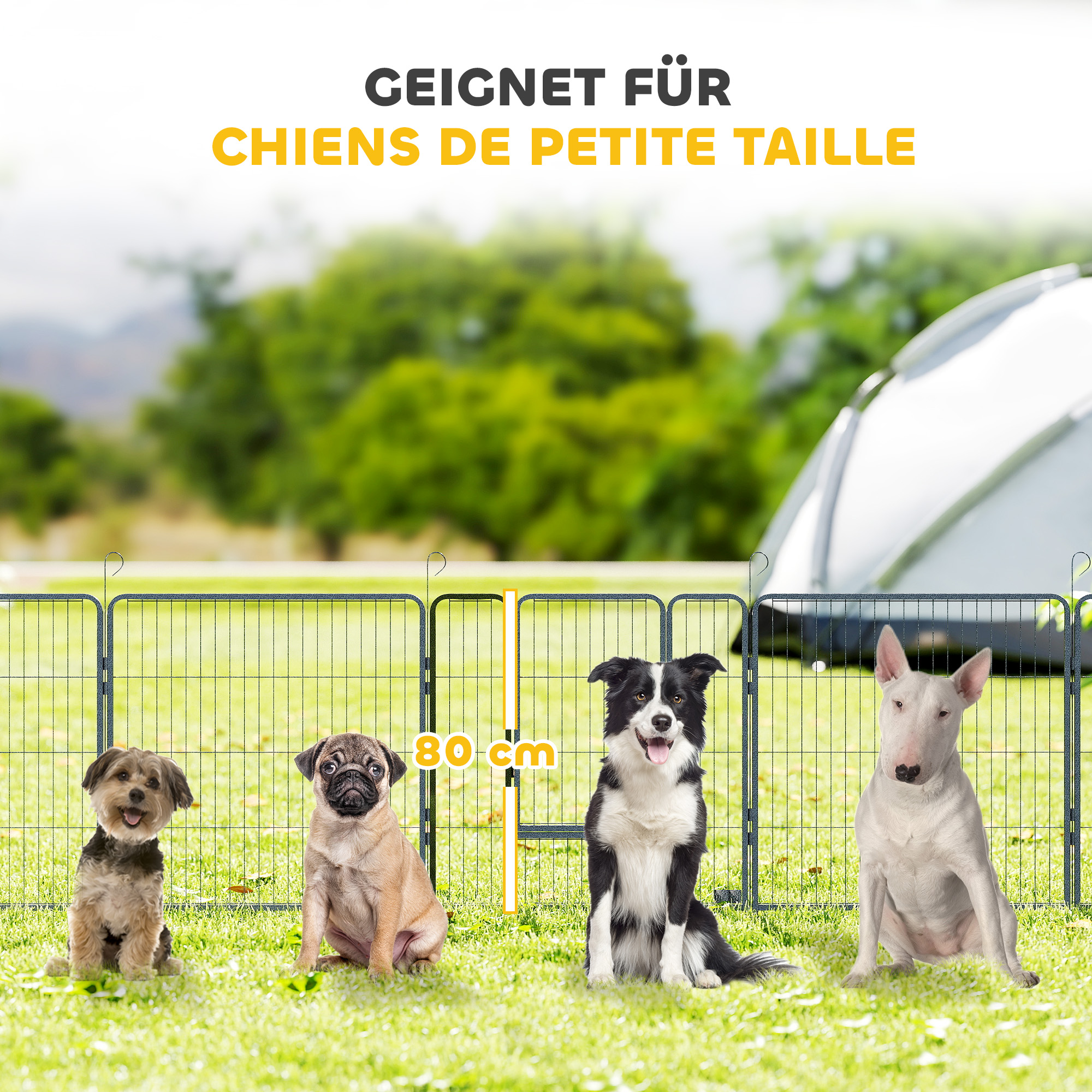 Welpenlaufstall, 16-teilig Welpenauslauf faltbar mit Tür für kleine, mittlere Hunde, 3,2 x 3,2 x 0,8 m, Grau