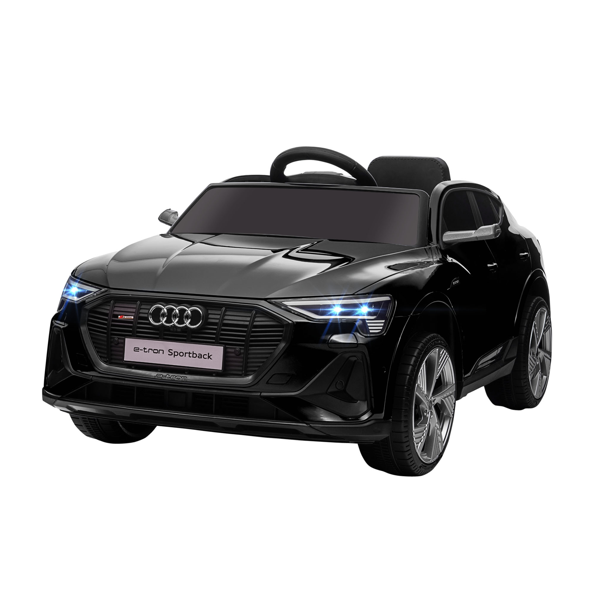 Elektro Kinderauto 12V Elektrofahrzeug Audi E-tron Elektroauto mit Fernbedienung, Sicherheitsgurt, Musik (MP3/USB/TF), Kinderfahrzeug für Kinder 3-5 Jahre, 3-5 km/h, Schwarz