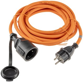 Verlängerungskabel 5m, IP44, Orange, H07RN-F 3G1,5 , Stecker / Kupplung