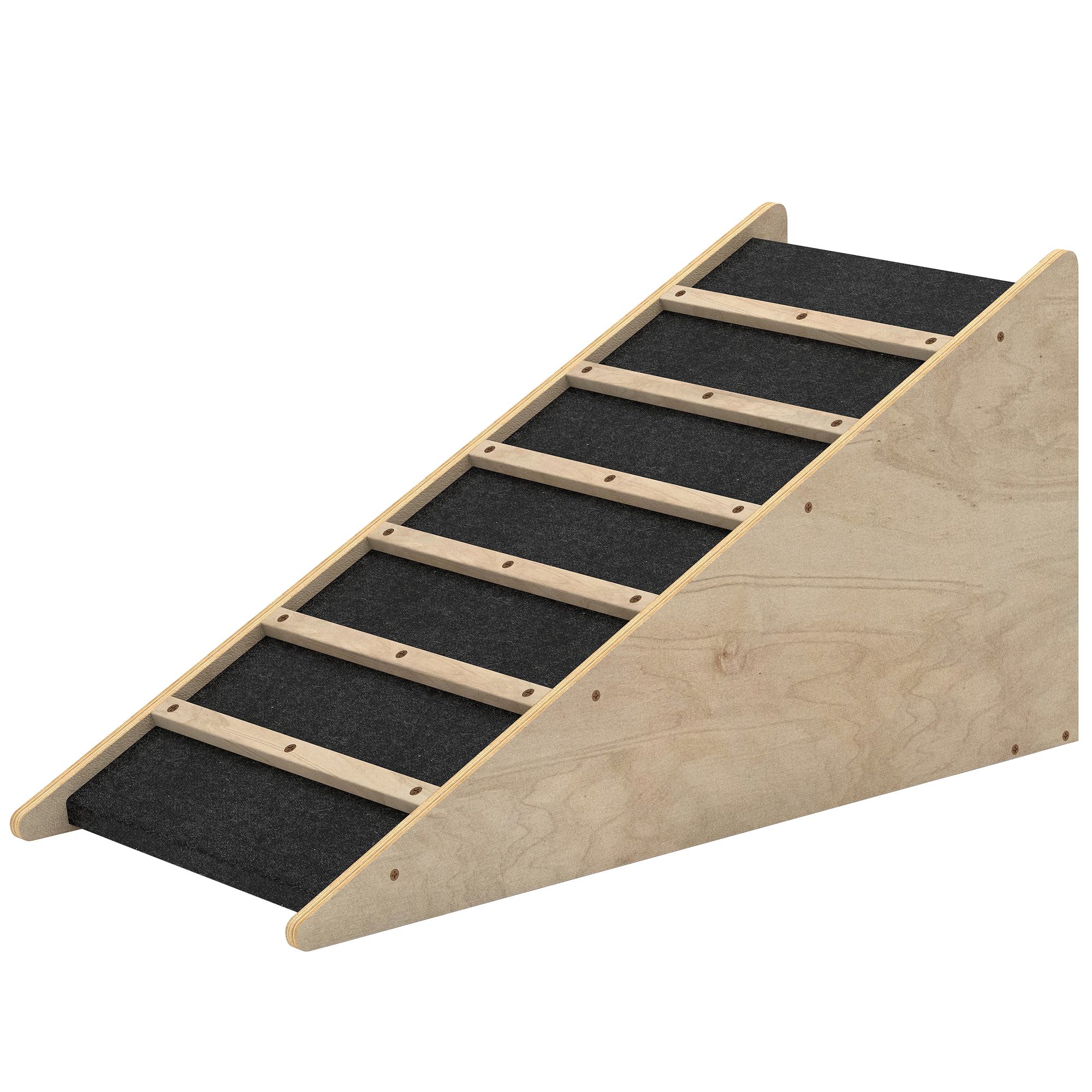 Haustiertreppe, Hundetreppe, Kiefernholz, Anti-Rutsch-Beschichtung, 90 cm x 40 cm x 45 cm, Natur + Grau