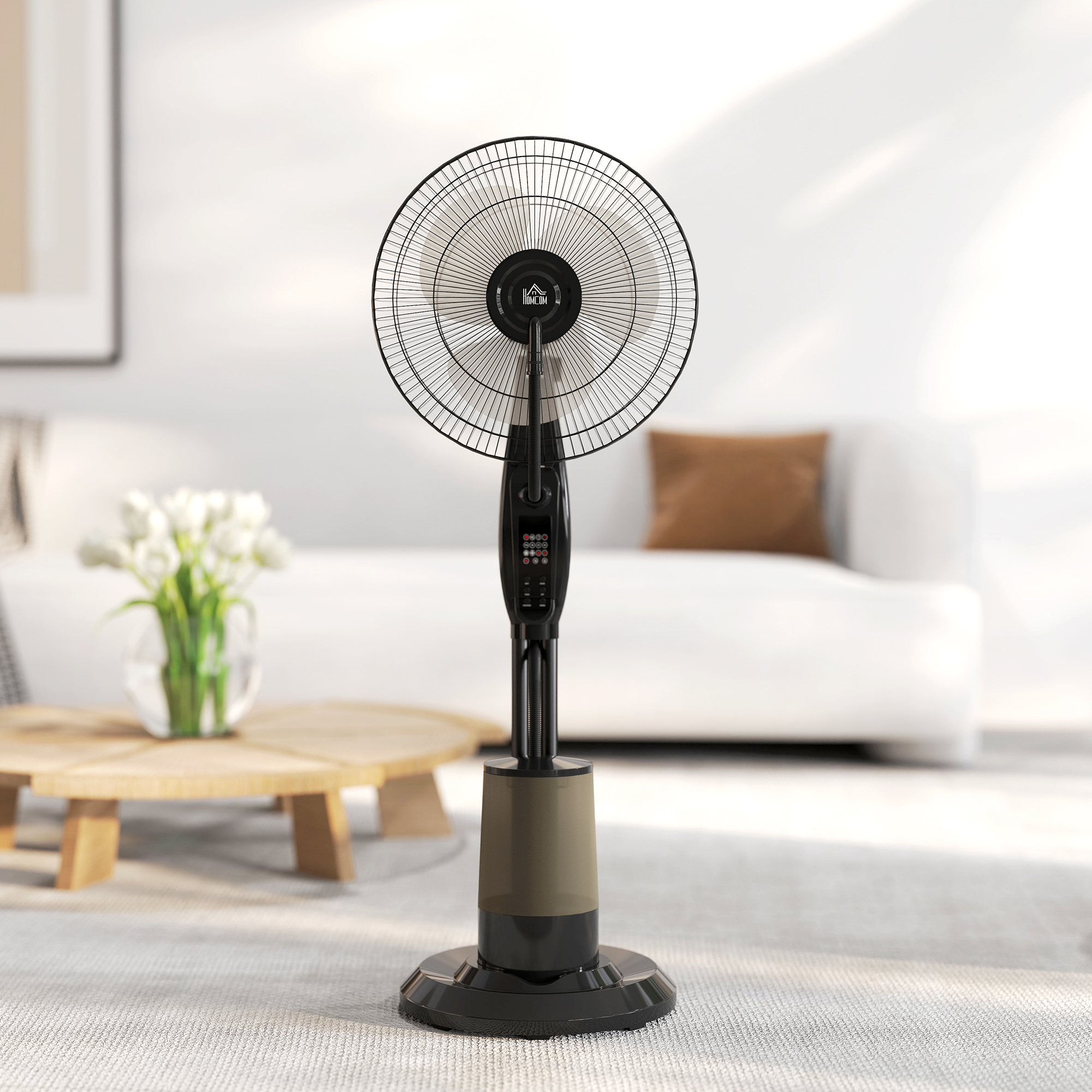 Ventilator, Nebelventilator, 3 Geschwindigkeiten, Timer, Luftbefeuchter, Schwarz