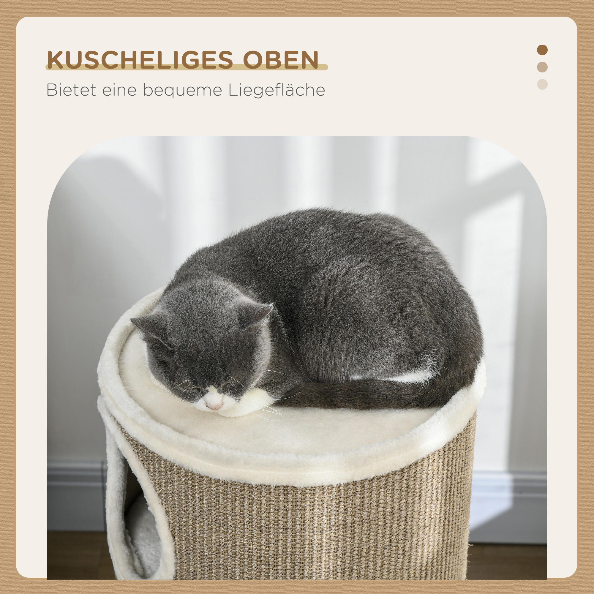 Katzen Kratztonne, weicher Plüsch, Sisal-Kratzteppich, robust, Ø38 x 70H cm, Braun