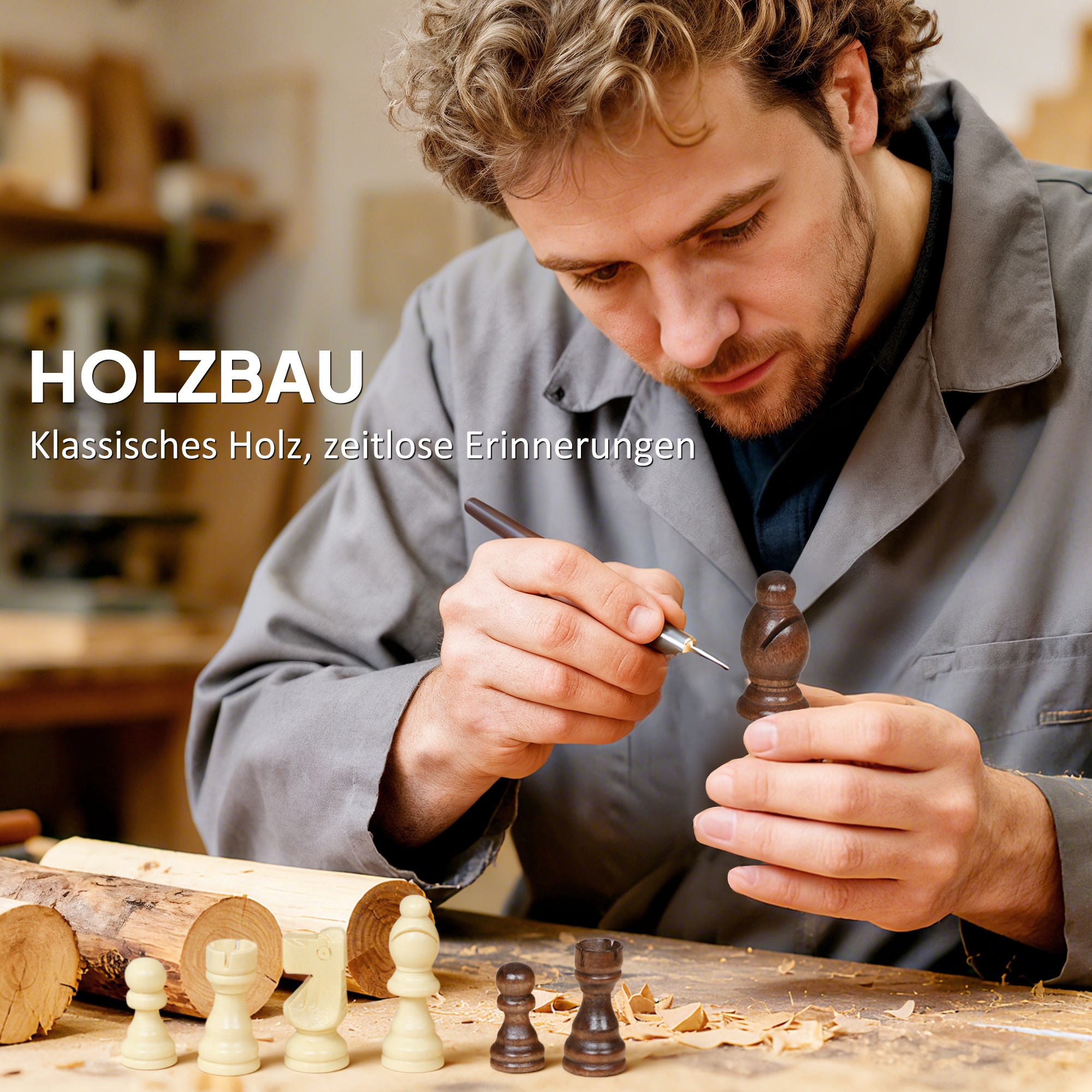 faltbares Spiele-Set, Schach und Dame, kompakter Koffer, Walnuss, Zubehör