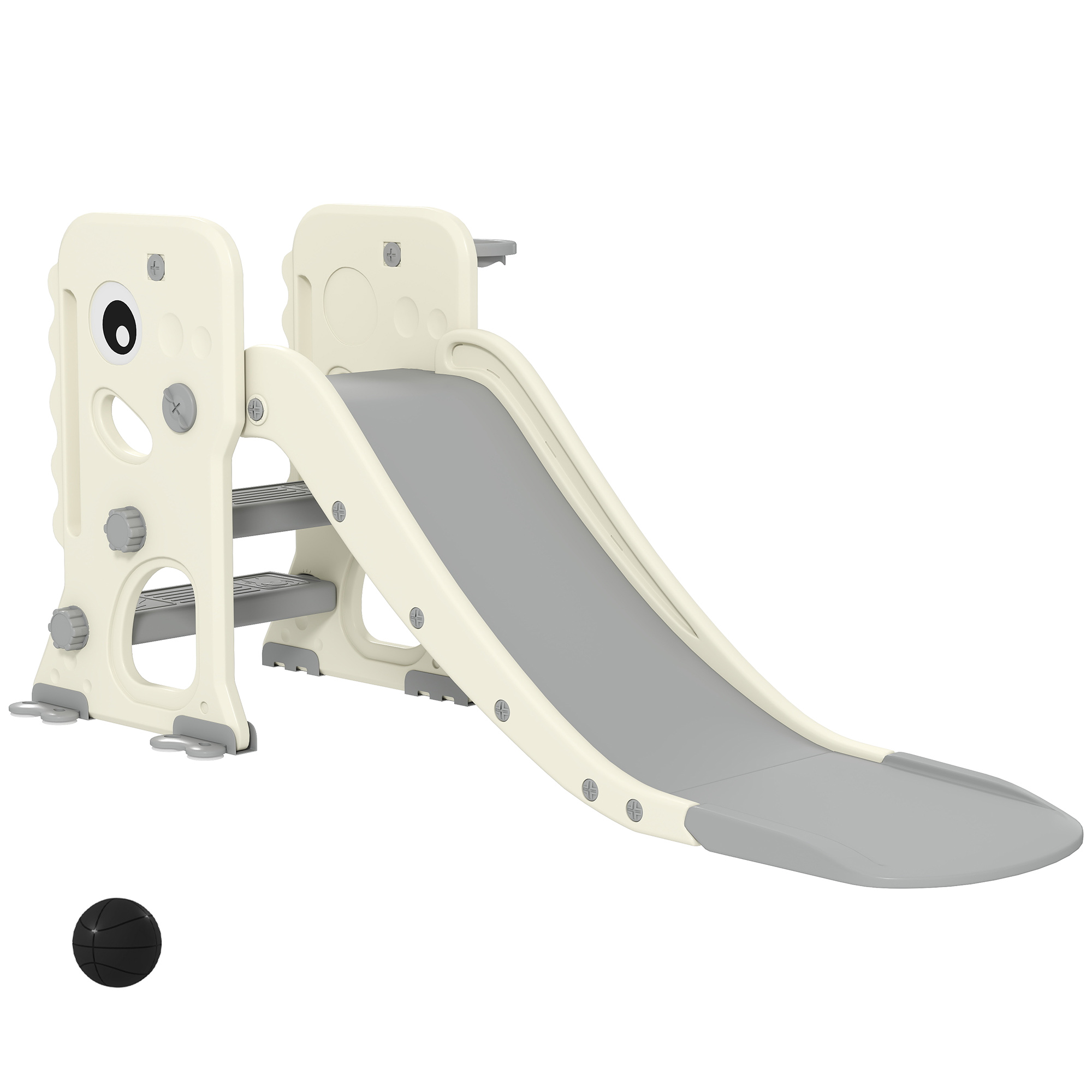 3-in-1-Kinderrutsche mit Klettergerüst, Basketballkorb Ball, faltbare Indoor-Kleinkindrutsche für Kinder 2-5 Jahren