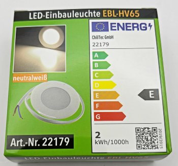 LED-Einbauleuchte "EBL-HV65w", weiß, 2 Watt, 230V, 4200K, 237Lm, neutralweiß
