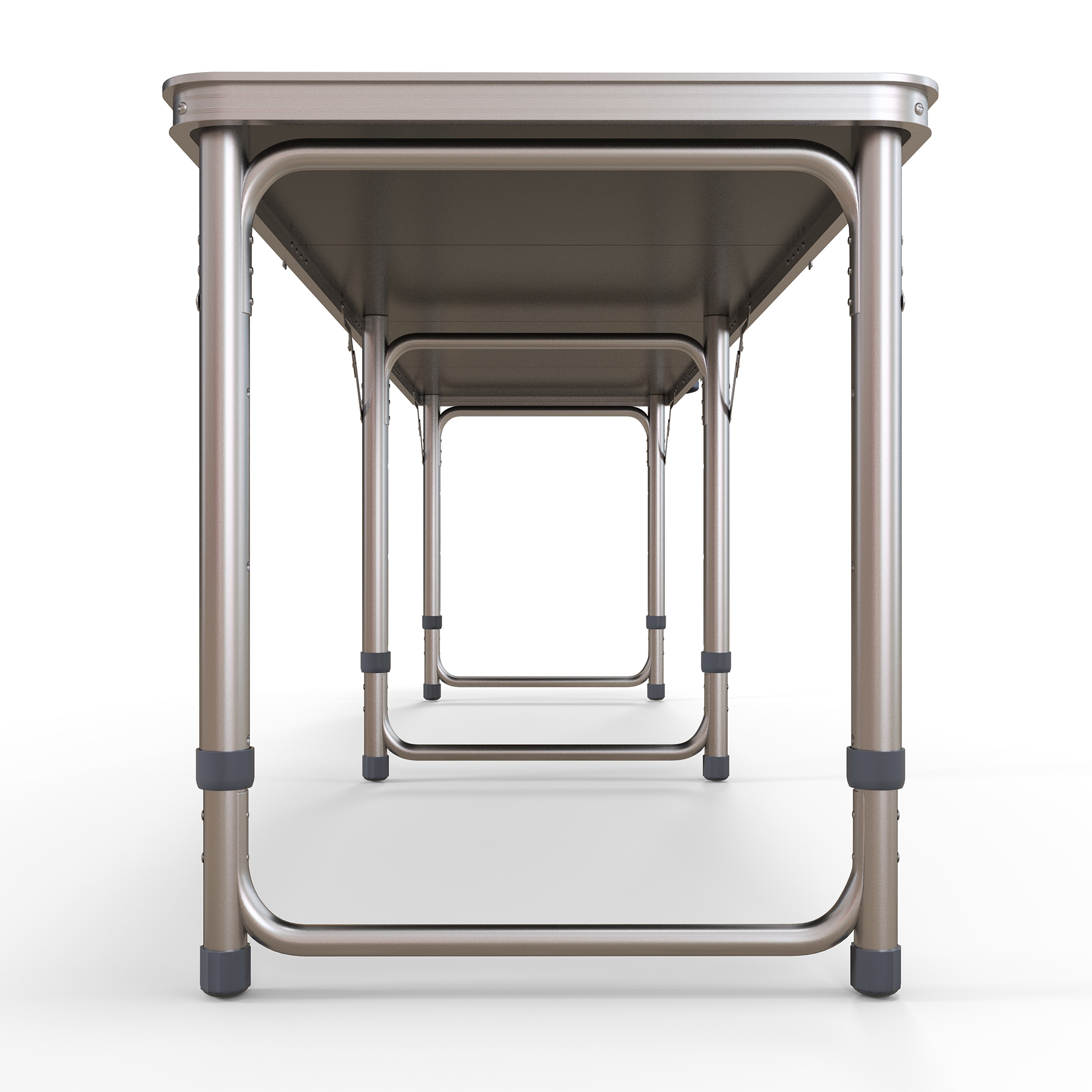 Campingtisch, klappbar, leicht, höhenverstellbar, Aluminiumrahmen, 240 x 60 x 54/62/70 cm, Schwarz