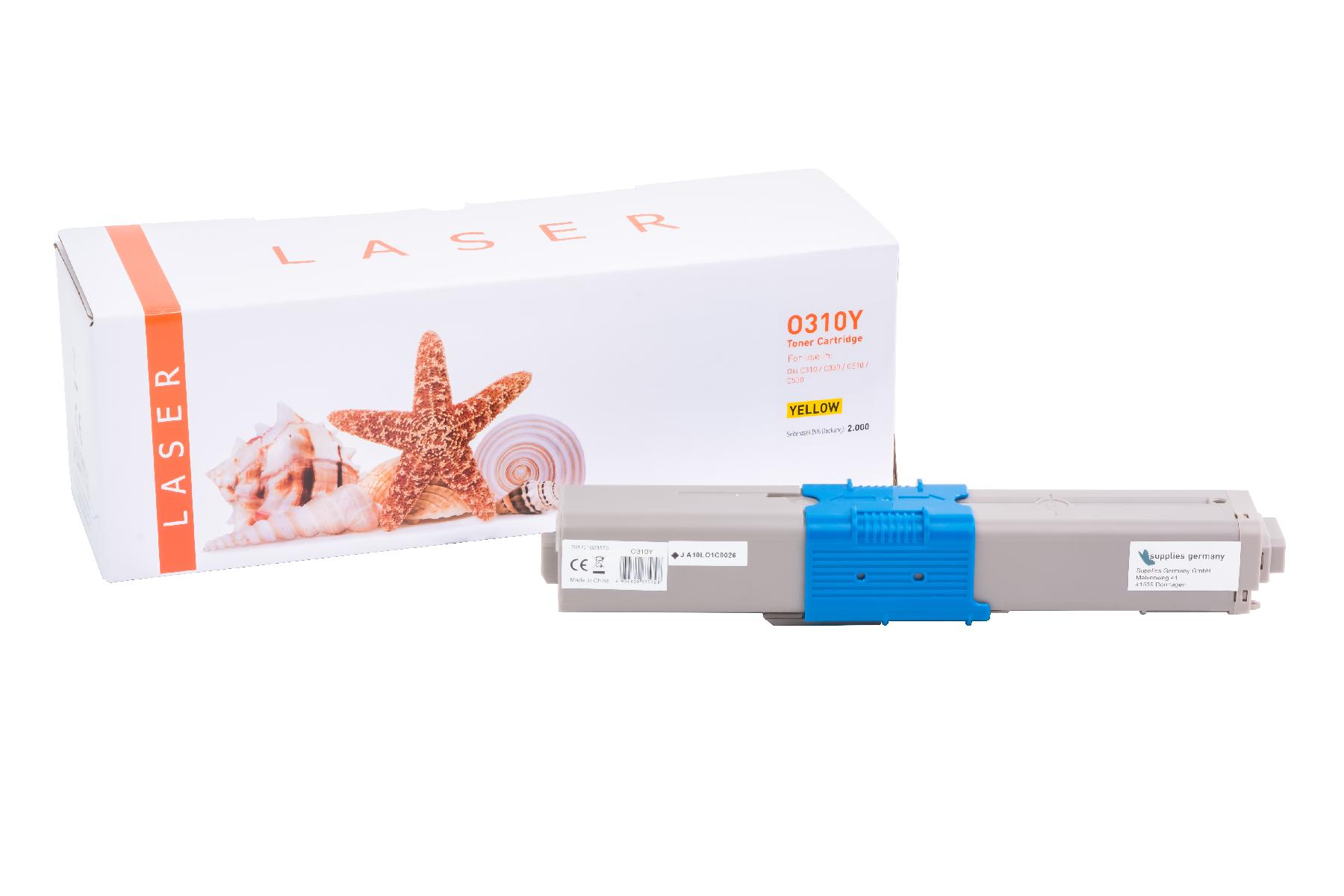 C310Y alternativ Toner yellow für OKI  / 44469704 / 2.000 Seiten
