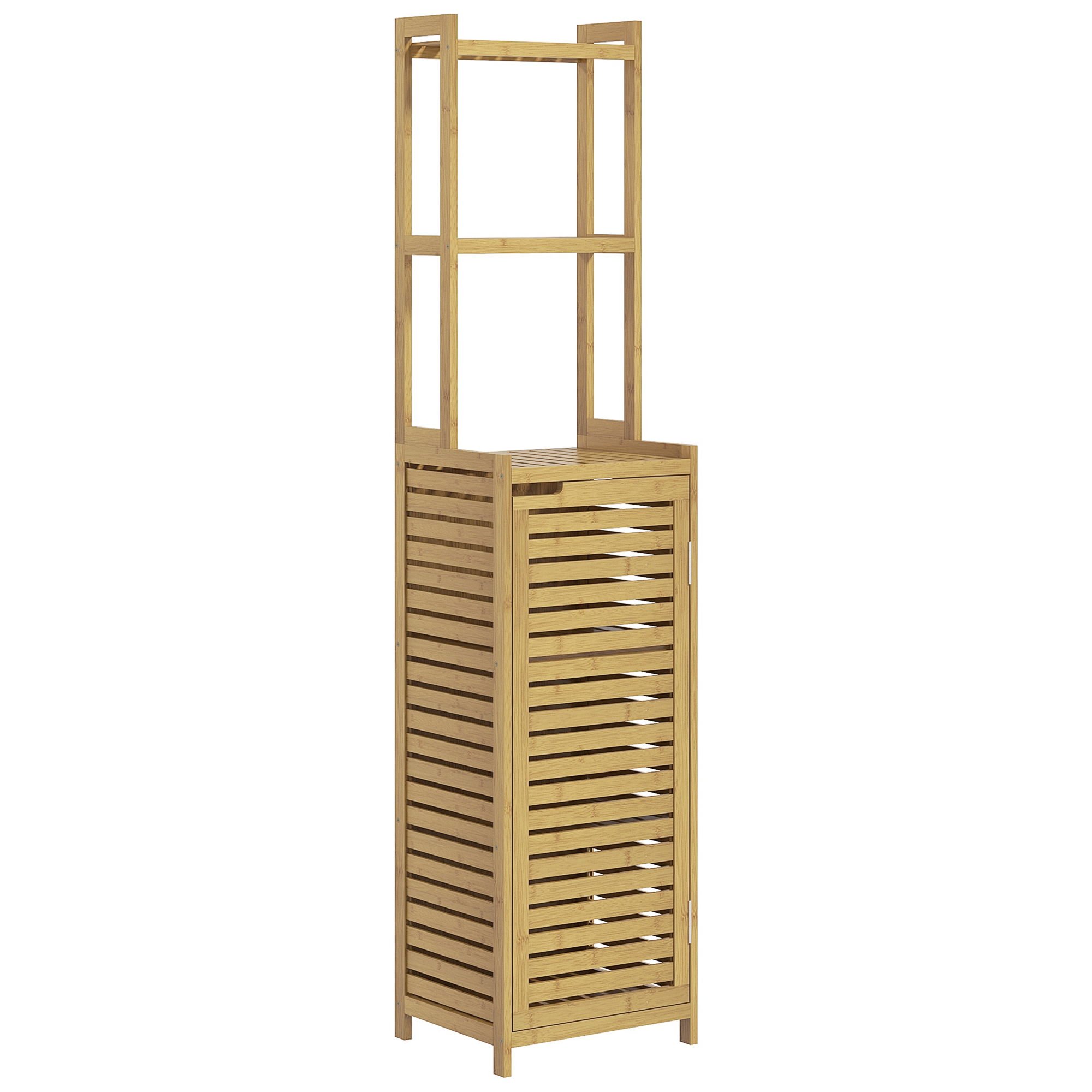 Badezimmerregal Badregal, 3 Regale, 1 Schrank, 38,5 cm x 33 cm x 170 cm, Natur Badezimmerregal Badregal, 3 Regale, 1 Schrank, 38,5 cm x 33 cm x 170 cm, Natur