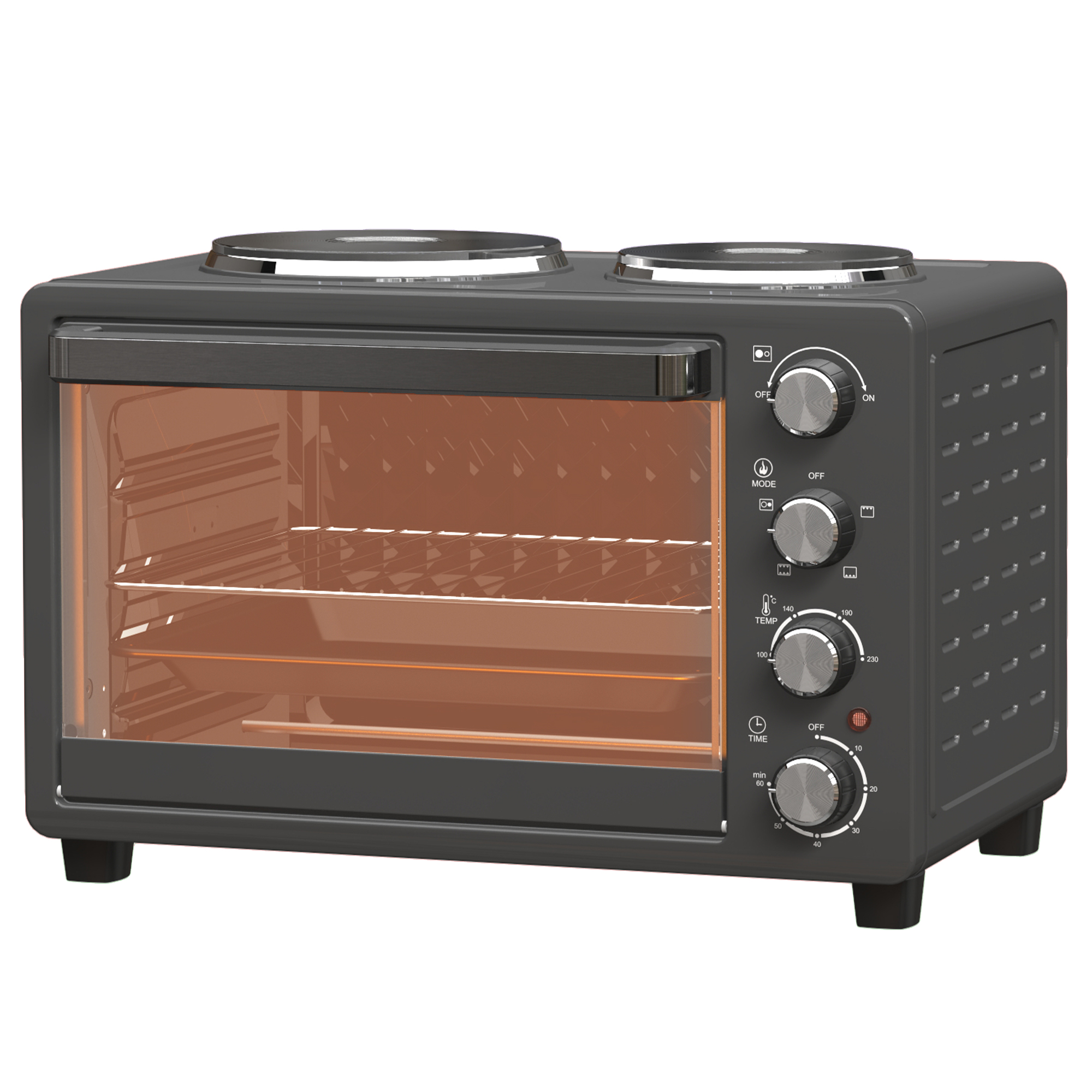 28 L Toasterofen, Kompakter Backofen zum Kochen und Grillen, Elektro-Ofen mit Backblech, Grillrost, 2600W, Schwarz 28 L Toasterofen, Kompakter Backofen zum Kochen und Grillen, Elektro-Ofen mit Backblech, Grillrost, 2600W, Schwarz