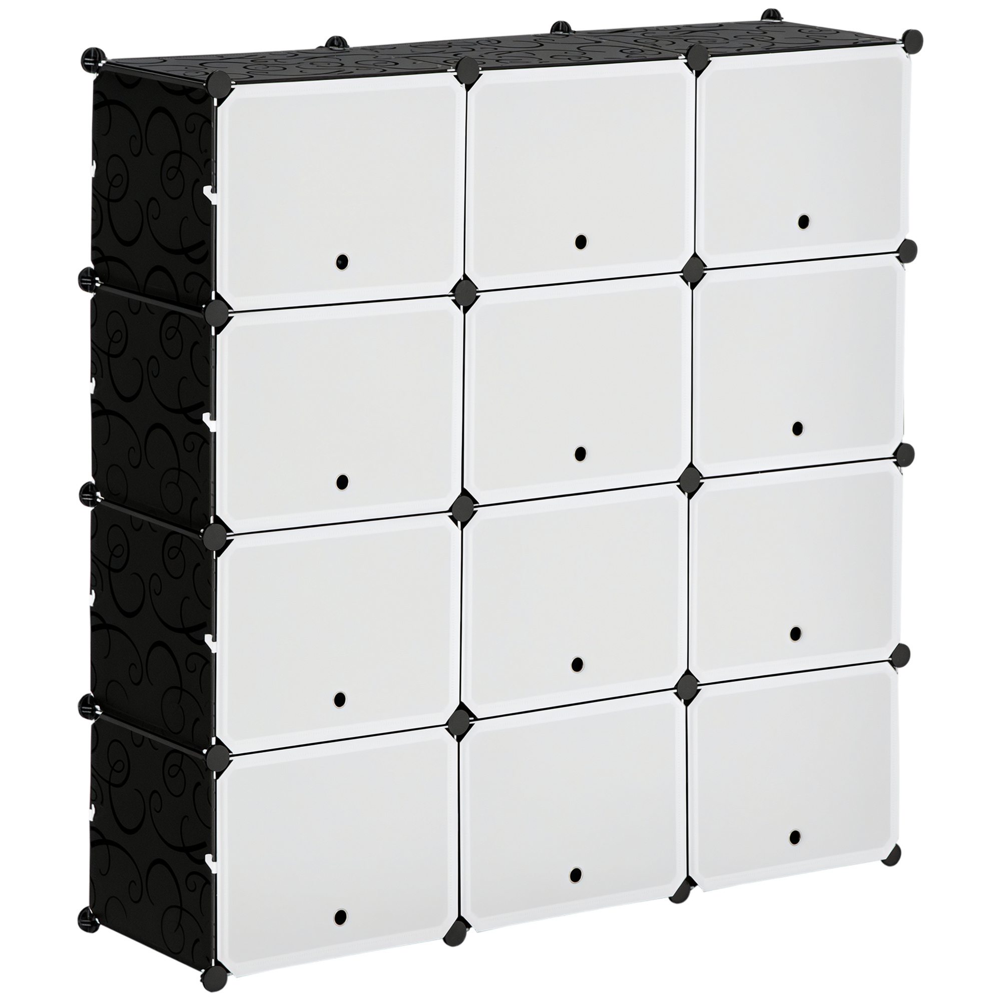 Modulares Regalsystem, Steckregal, zusammensetzbar aus 12 Würfeln 125 x 32 x 125 cm, Kunststoff+Stahl Schwarz Modulares Regalsystem, Steckregal, zusammensetzbar aus 12 Würfeln 125 x 32 x 125 cm, Kunststoff+Stahl Schwarz