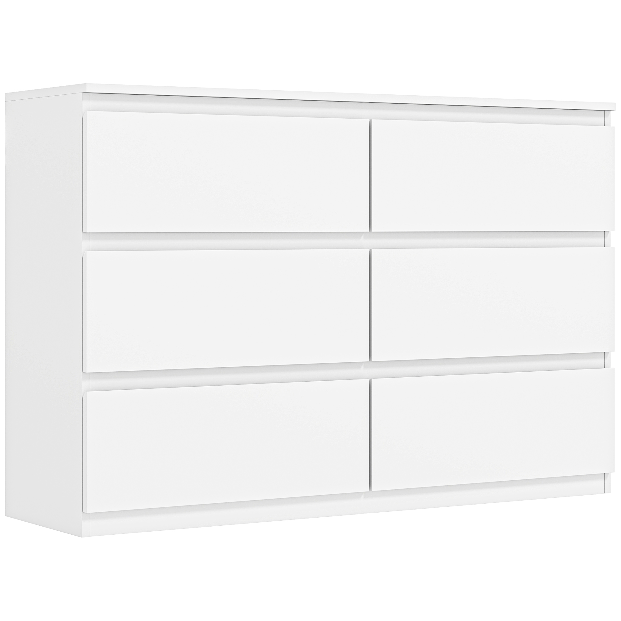 Kommode mit 6 Schubladen, Moderne Aufbewahrungsmöbel für das Schlafzimmer, Weiß