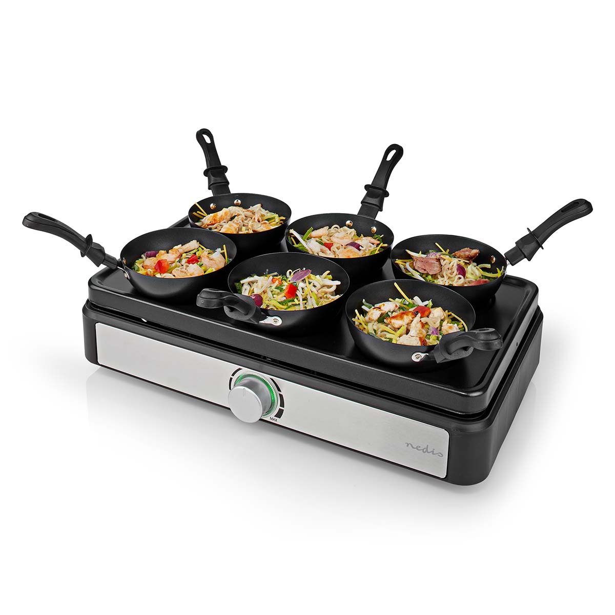 Party-Wok-Set | Grill | 6 Personen | Spatel | Zemperatureinstellungen | Antihaft-Beschichtung | Rechteck Party-Wok-Set | Grill | 6 Personen | Spatel | Zemperatureinstellungen | Antihaft-Beschichtung | Rechteck