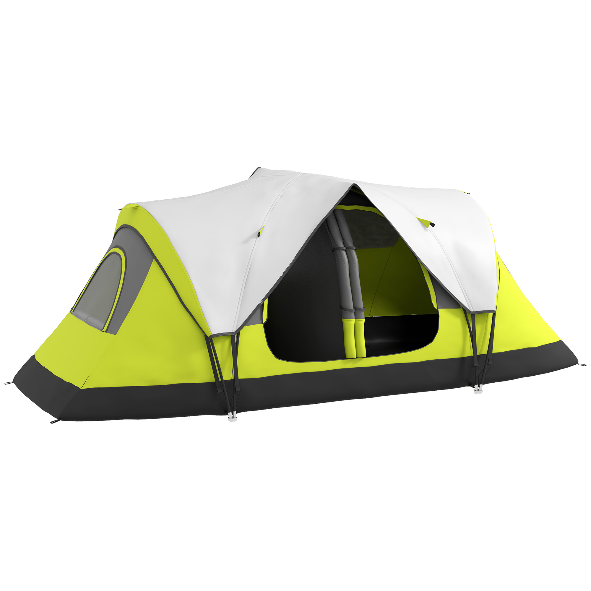 Campingzelt, 2 Räume, Trennwand, für 6-8 Personen, Regenschutz, Dunkelgrün