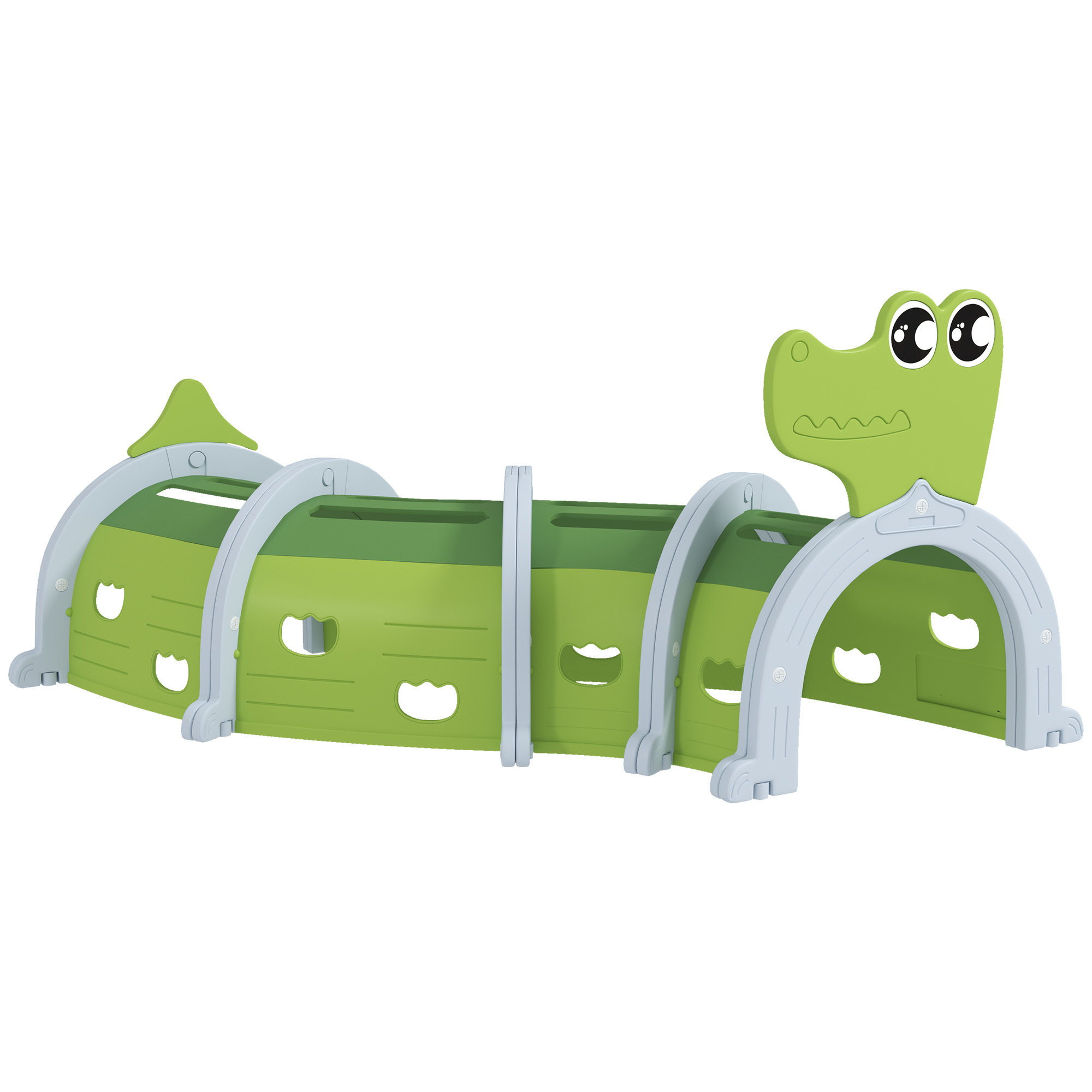 Krokodil Spieltunnel, flexible Form, robust, für Kinder 3-6 Jahre, 194 x 88 x 92 cm, Grün