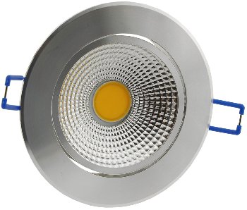 LED-Einbauleuchte "COB-7", 7W, 550lm, ALU, 3000K, 75°, Ø109xT47mm,Rahmen chrom