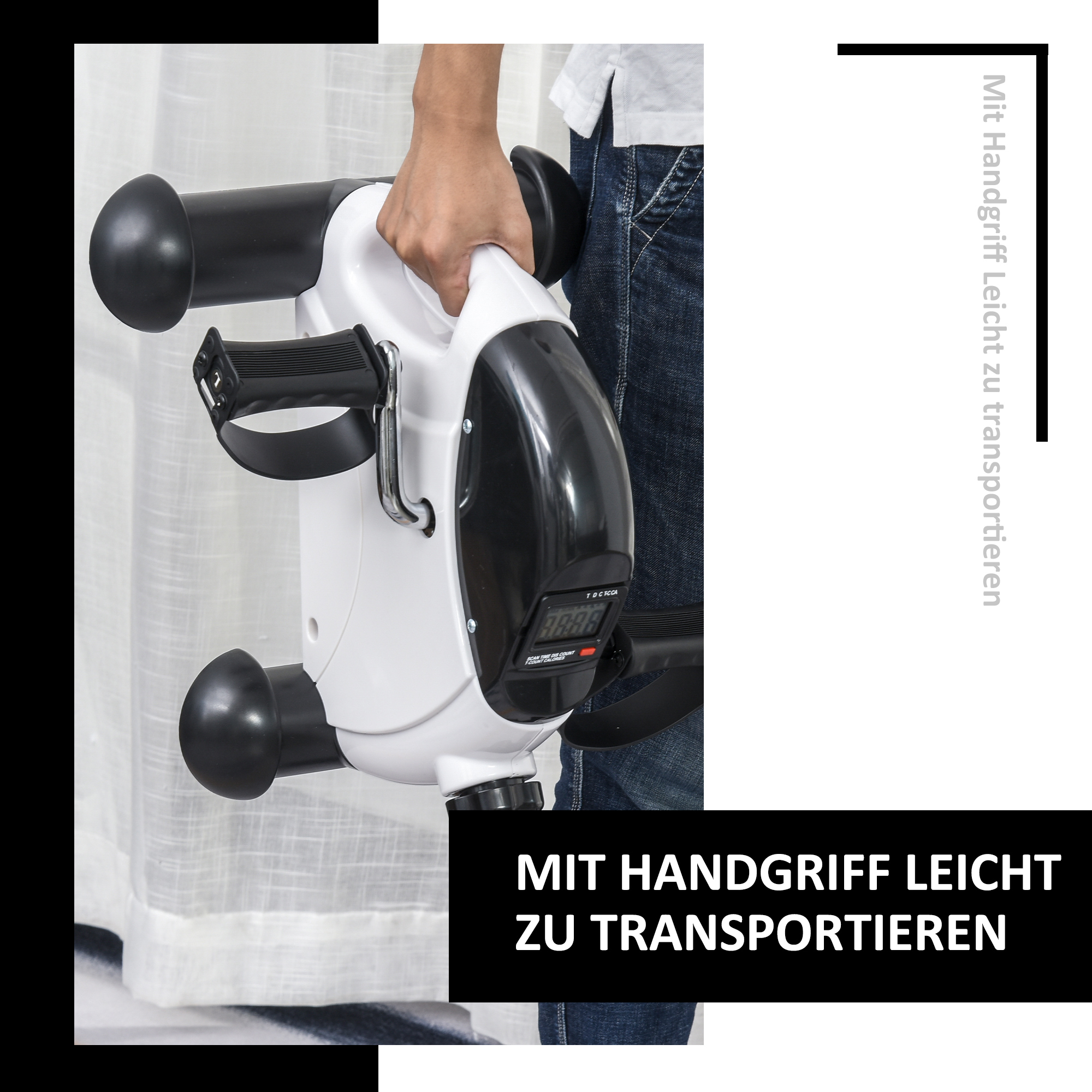 Mini Heimtrainer Fitnessbike Pedaltrainer mit LED Display 5 Modelle Arm und Beintrainer Fitnessgerät Hometrainer für Senioren Zuhause Heim Büro 40 x 39 x 29 cm Weiß