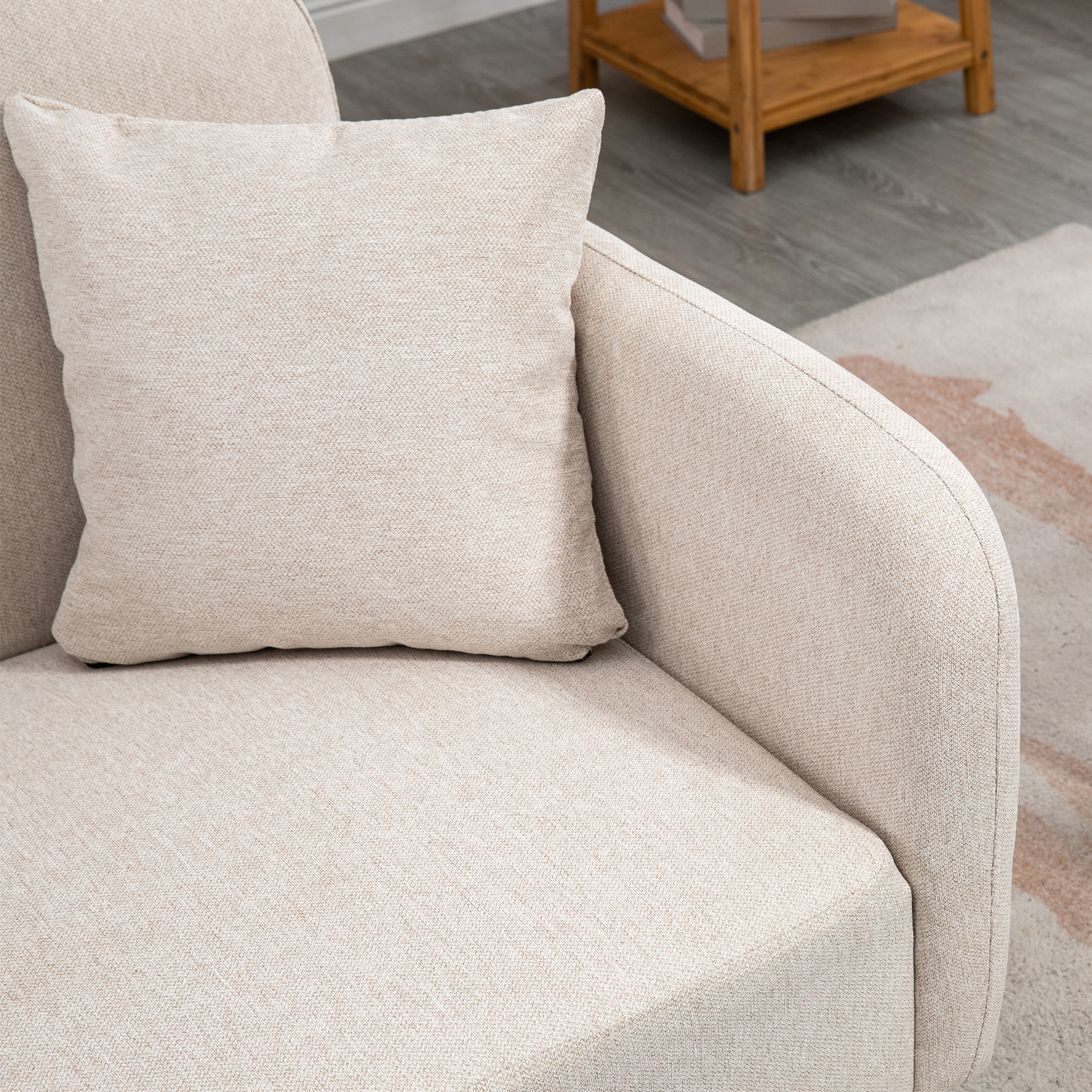 2er-Sofa Sofa Couch, Modern-Design, inkl. 2 Kissen, Holzbeine, 130 x 70 x 80 cm, Creme