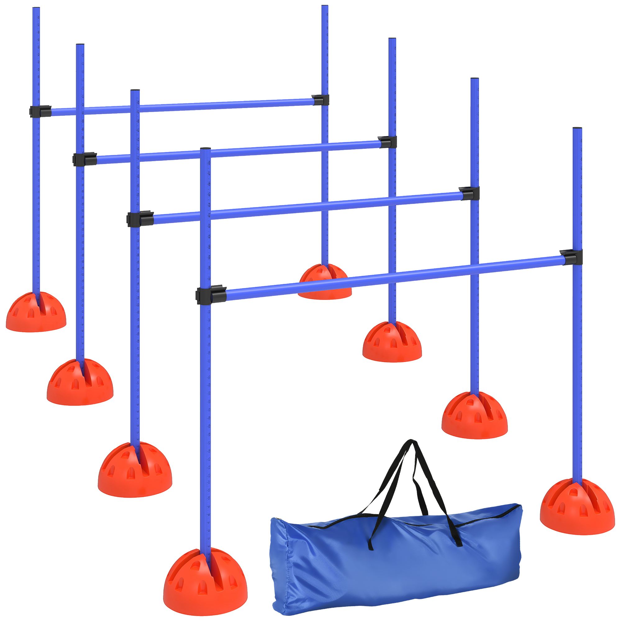 4-teiliges Hunde-Agility-Set mit 4 Hürden und Tragetasche für das Sprungtraining, Blau