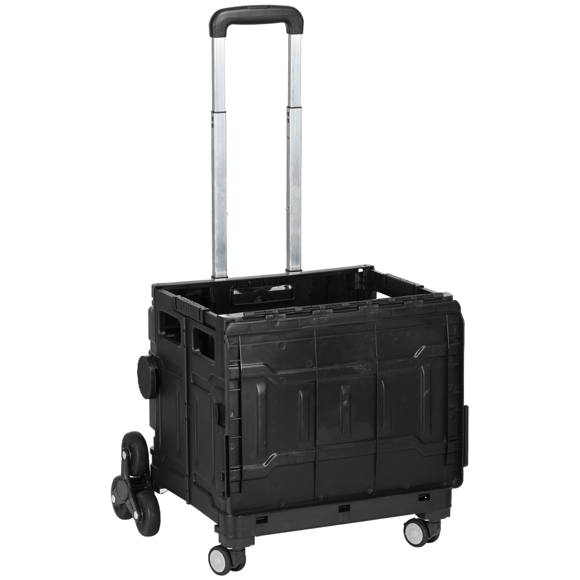 Einkaufswagen Einkaufstrolley, Treppensteiger,  klappbar, Teleskopgriff, bis max. 65 Kilo belastbar, Schwarz