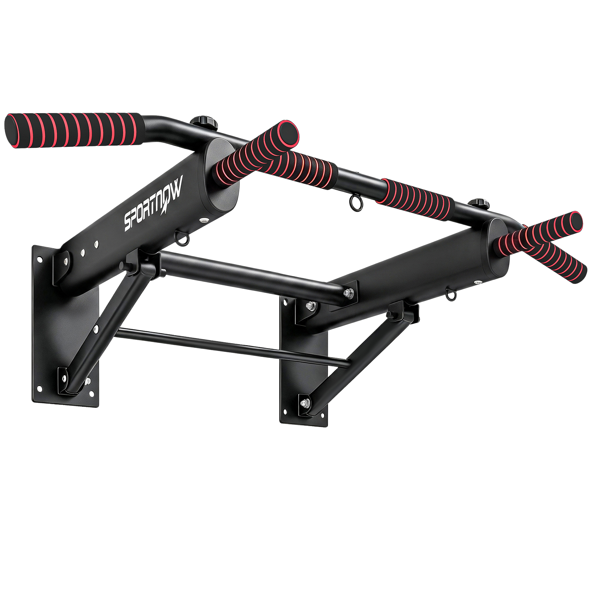 Klimmzugstange klappbar Klimmzüge mit rutschfesten Griffen, Wandmontage max. 120 kg, 98 x 65 x 31 cm Schwarz