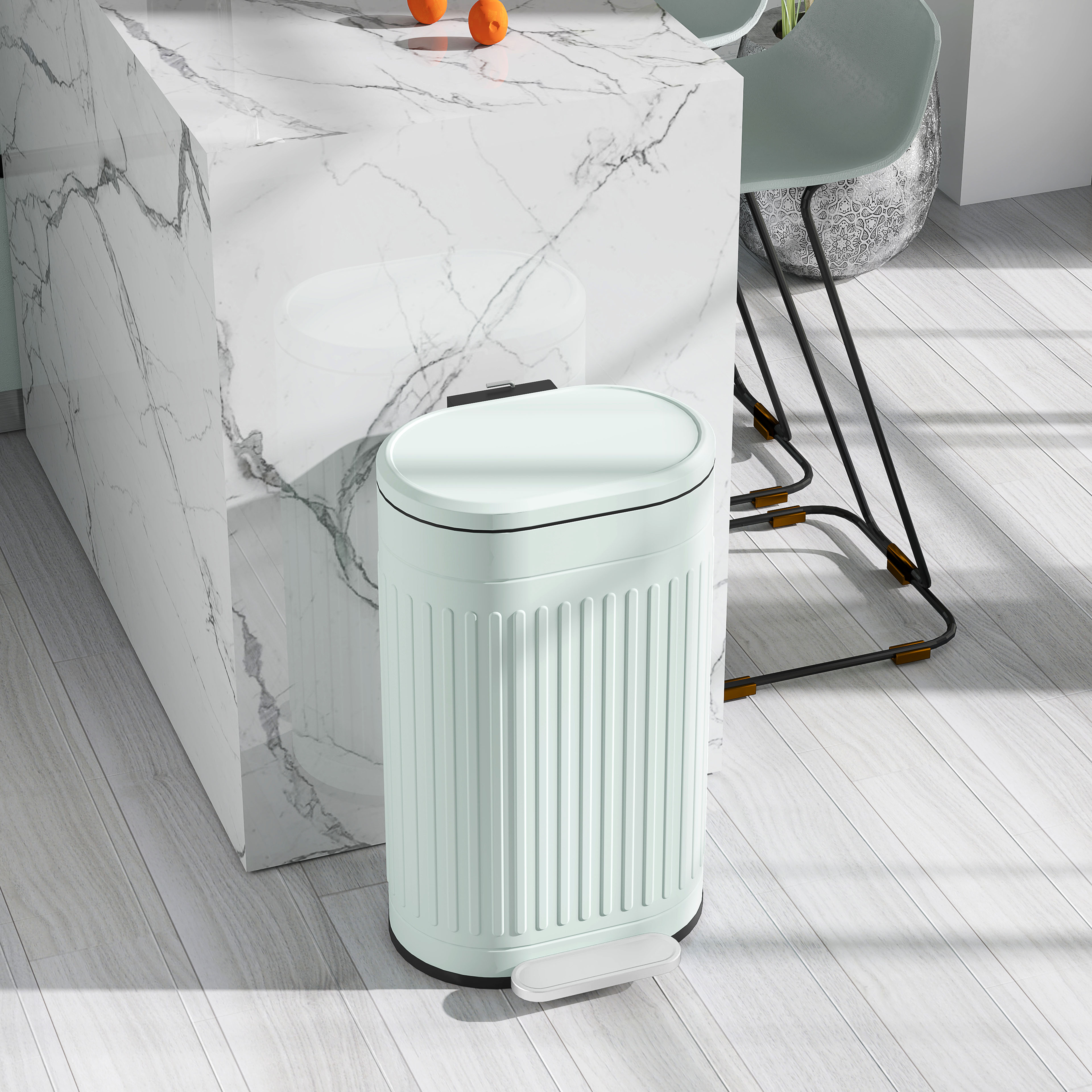 Mülleimer 30L Treteimer mit Deckel Fußpedal herausnehmbarem Inneneimer Soft-Close-Funktion 36,5 x 31,2 x 60,8 cm, Grün