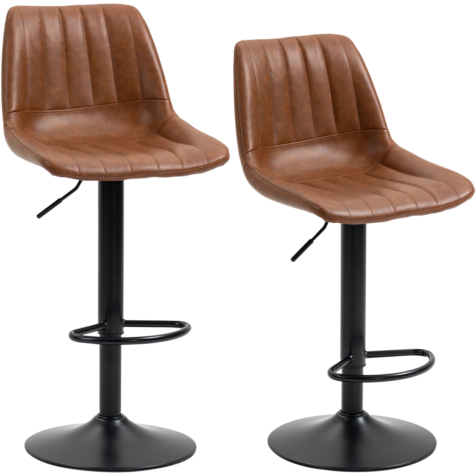 Barhocker 2er-Set im Retrodesign, mit Fußstütze, höhenverstellbar, 43 cm x49,5 cm x 111 cm