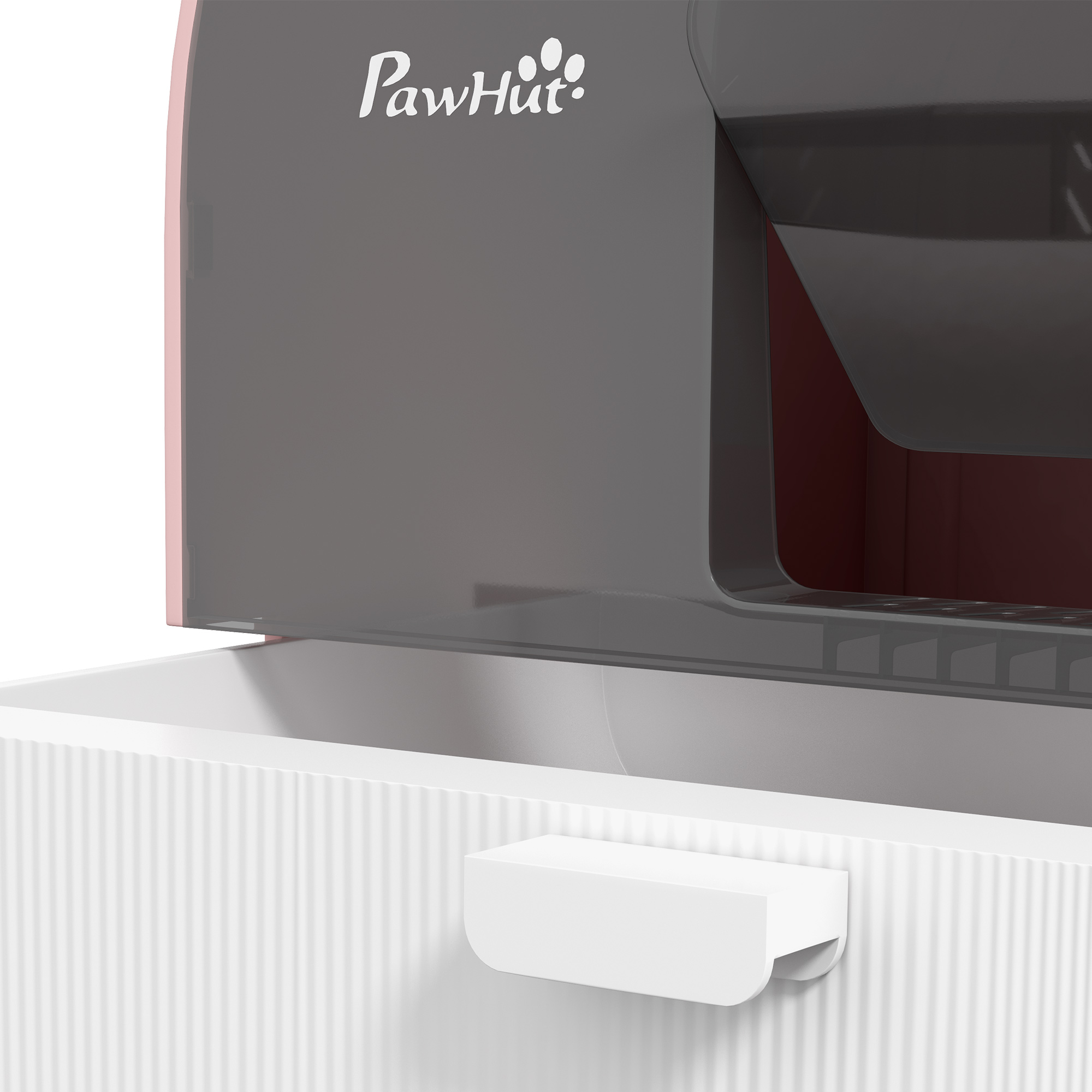 Katzentoilette mit Deckel, Streuschaufel, Schmutzfangmatte, Kunststoff, Rosa/Schwarz