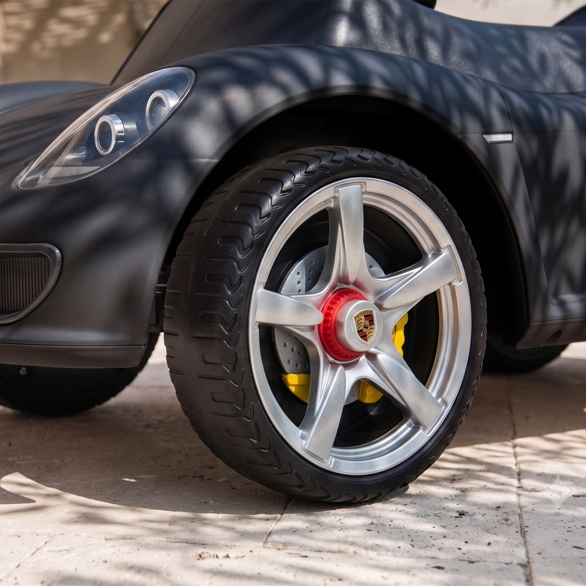 Rutschauto Kinder Porsche Rutschfahrzeug mit Hupe Licht Motorgeräuschen, für 18–36 Monate, Mattschwarz
