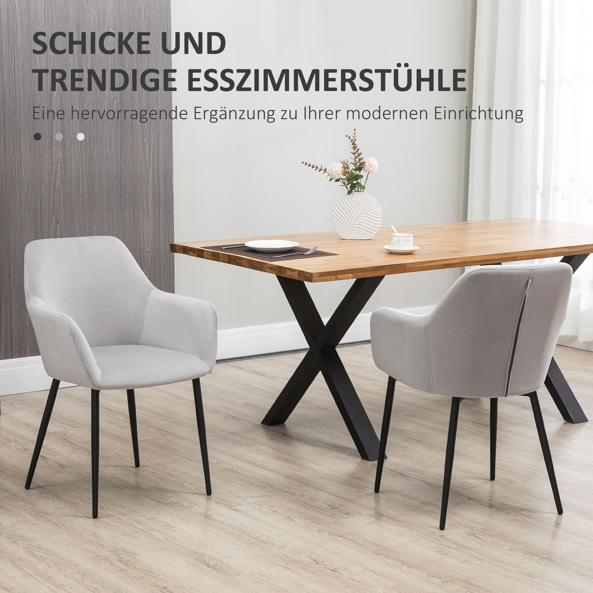 Esszimmerstuhl-Set, komfortabel, 54x57x80 cm, Hellgrau