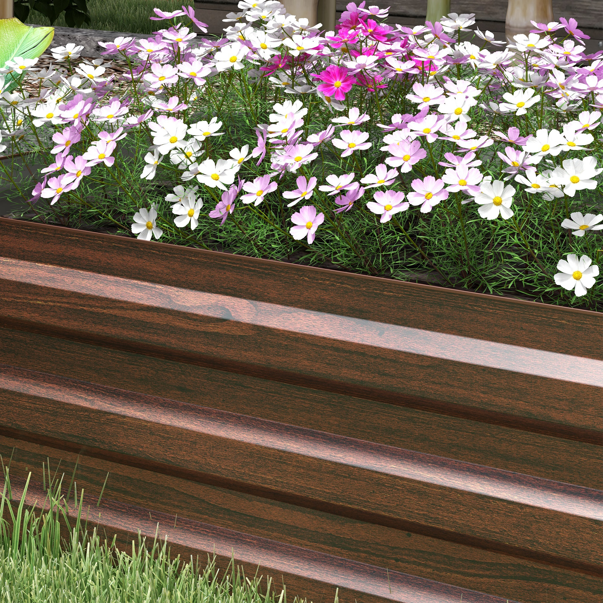 Hochbeet Gartenbeet Kräuterbeet, wetterbeständig, offener Boden, 240 x 60 x 30 cm, Dunkelbraun