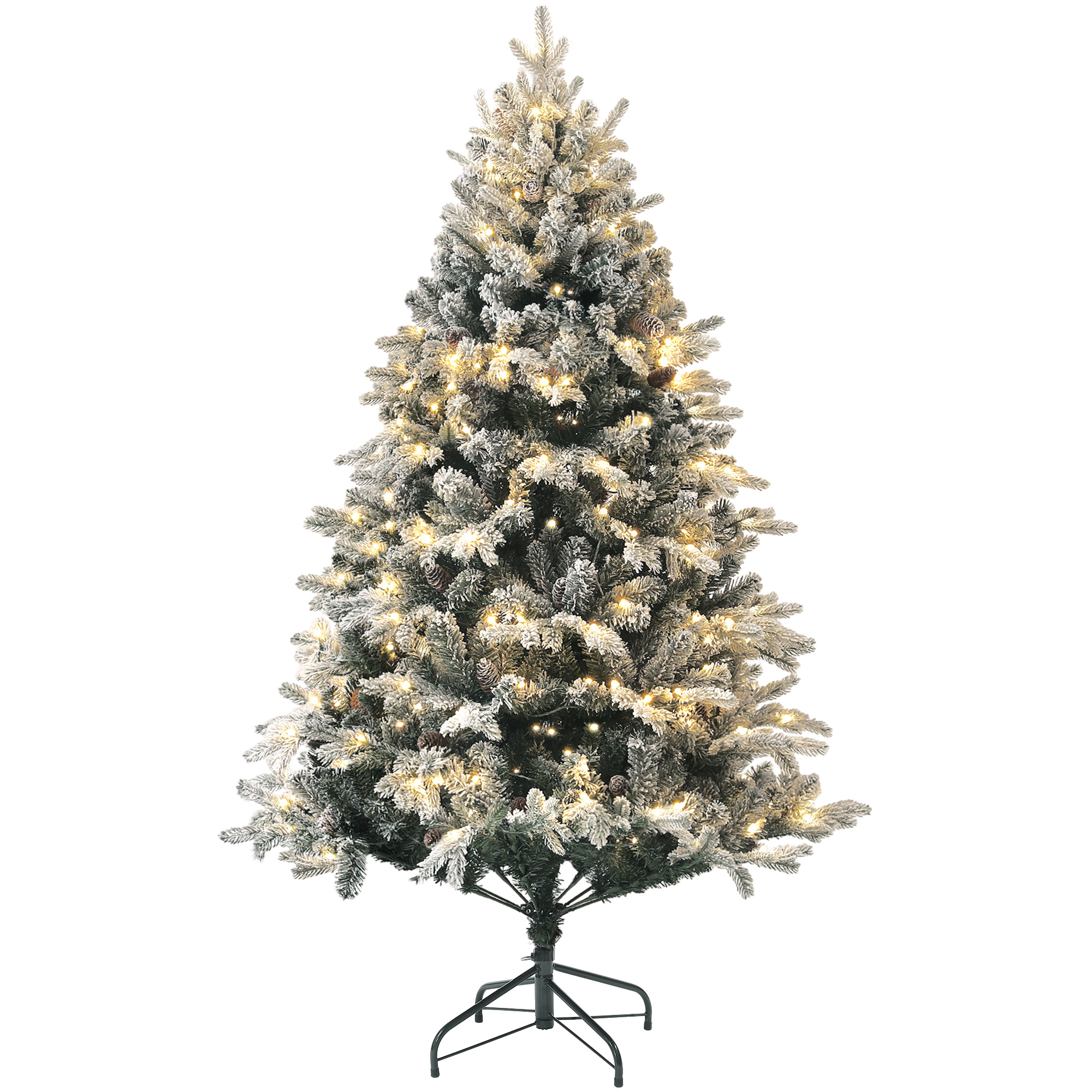 Künstlicher Weihnachtsbaum, 180 cm, LED-Lichter, schneebedeckt, flammenhemmend, Metall Weihnachtsbaum, 180 cm, LED-Lichter, schneebedeckt, flammenhemmend, Metall