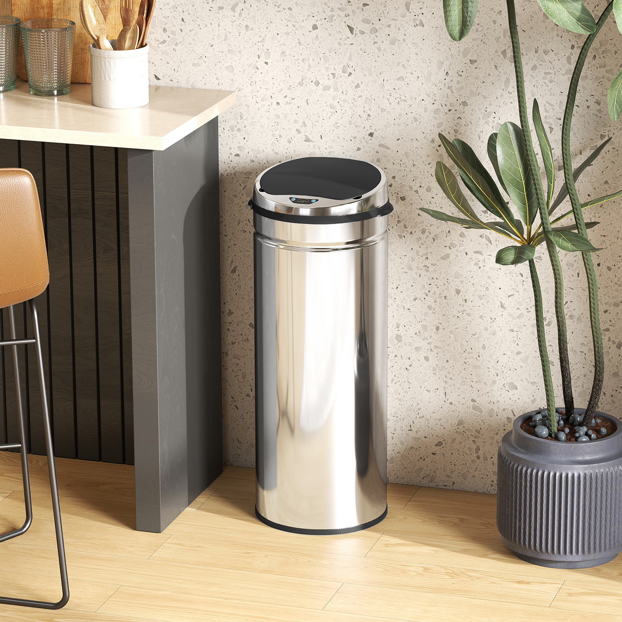 50 L Sensor Mülleimer, Automatischer Abfalleimer, Rostfreier Kücheneimer mit Infrarotsensor, für Küche, Esszimmer