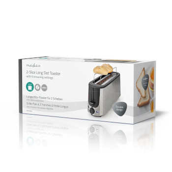 Toaster | 1 Langer Schlitz | Bräunungsstufen: 6 | Auftaufunktion | Aluminium