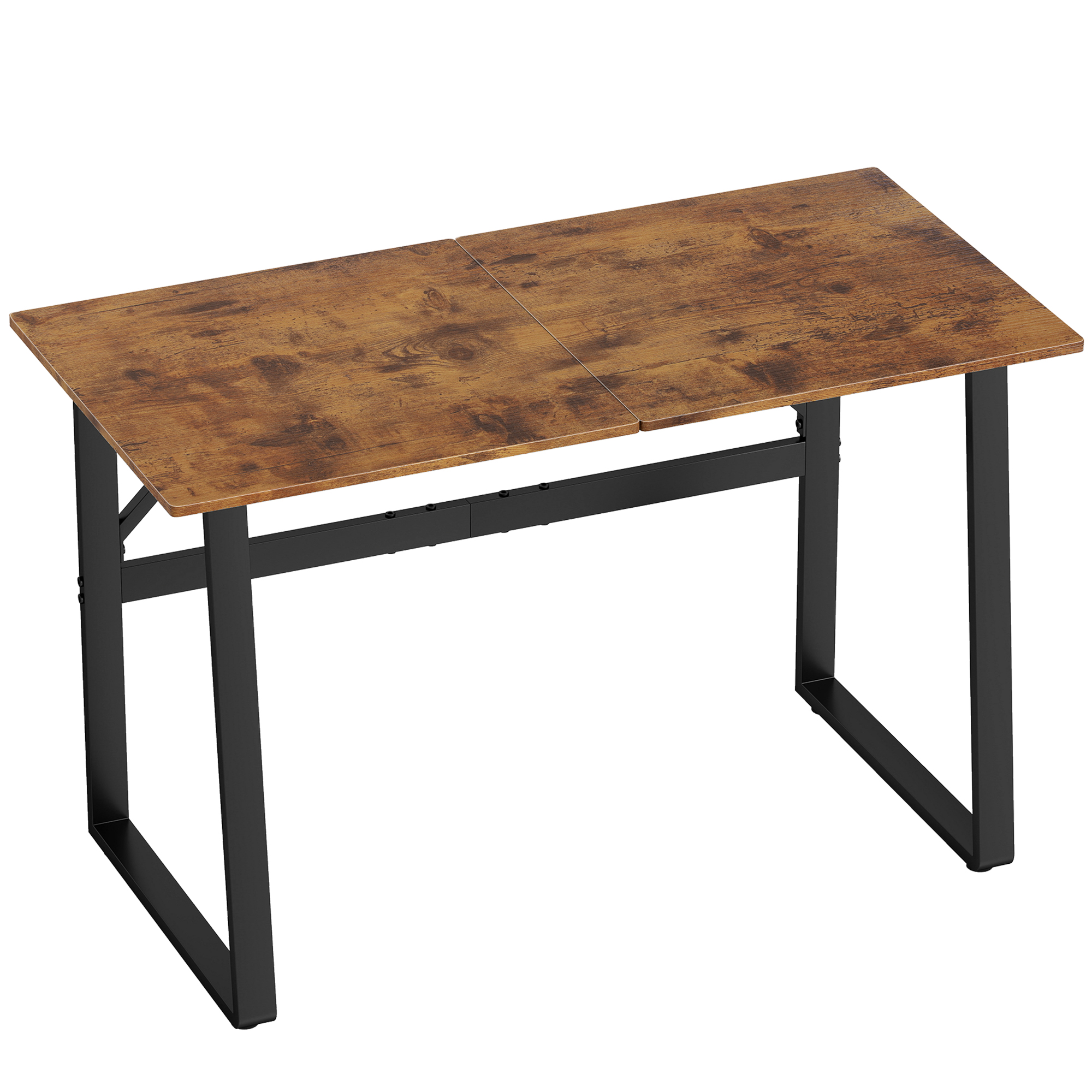 Schreibtisch Computertisch mit Stahlrahmen Bürotisch PC Tisch 120x60x76cm Rustikal-Braun+Schwarz