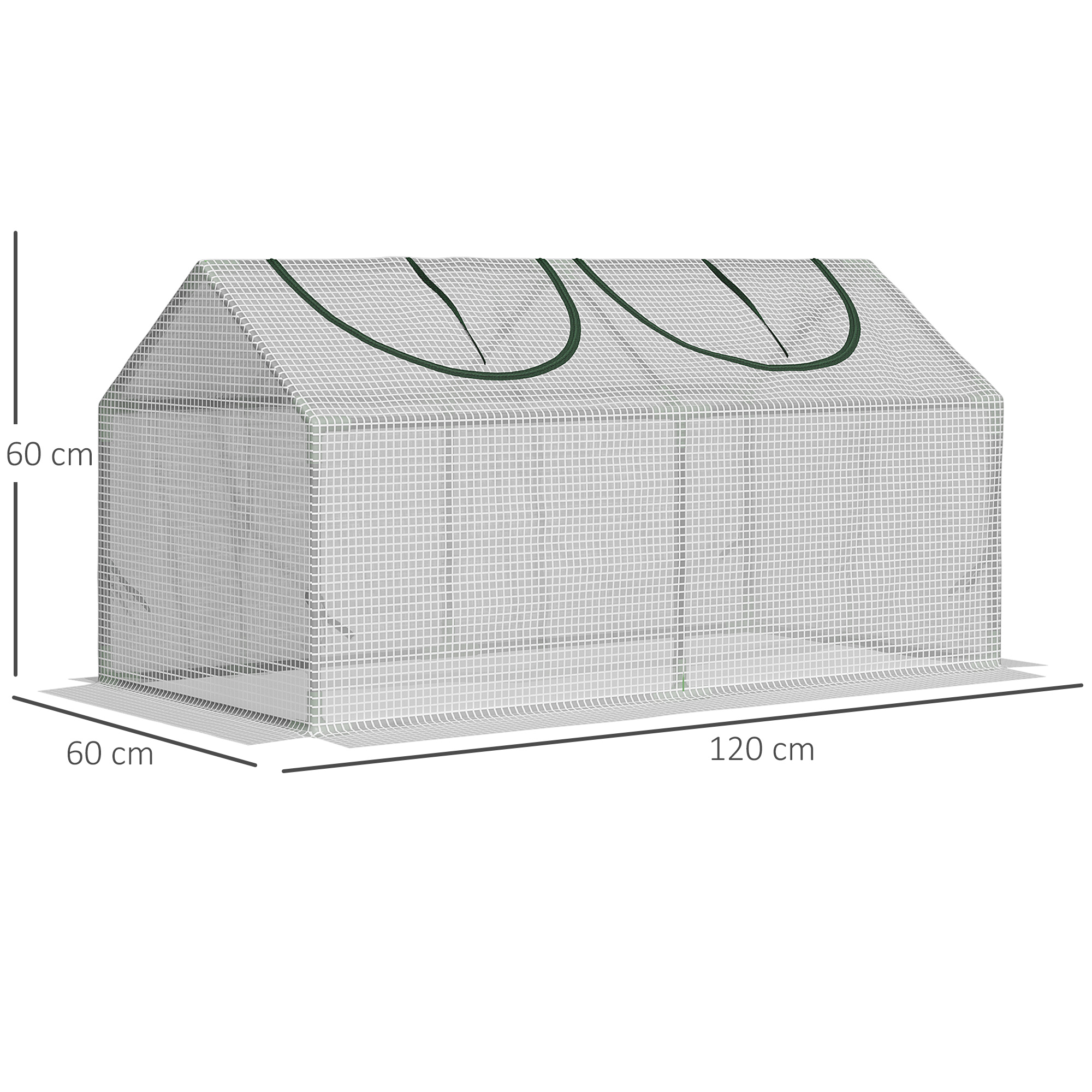 Gewächshaus mit Fernster, PE-Gitterfolie, Foliengewächshaus aus Stahl, Treibhaus für Balkon, Garten, Tomatenhaus 120x60x60cm, Tomatengewächshaus für Gemüse, Blumen, Pflanzen, Weiß