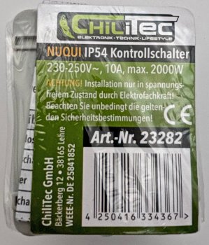 NUQUI Feuchtraum Kontrollschalter / IP54, Aufputz, 250V~/ 10A
