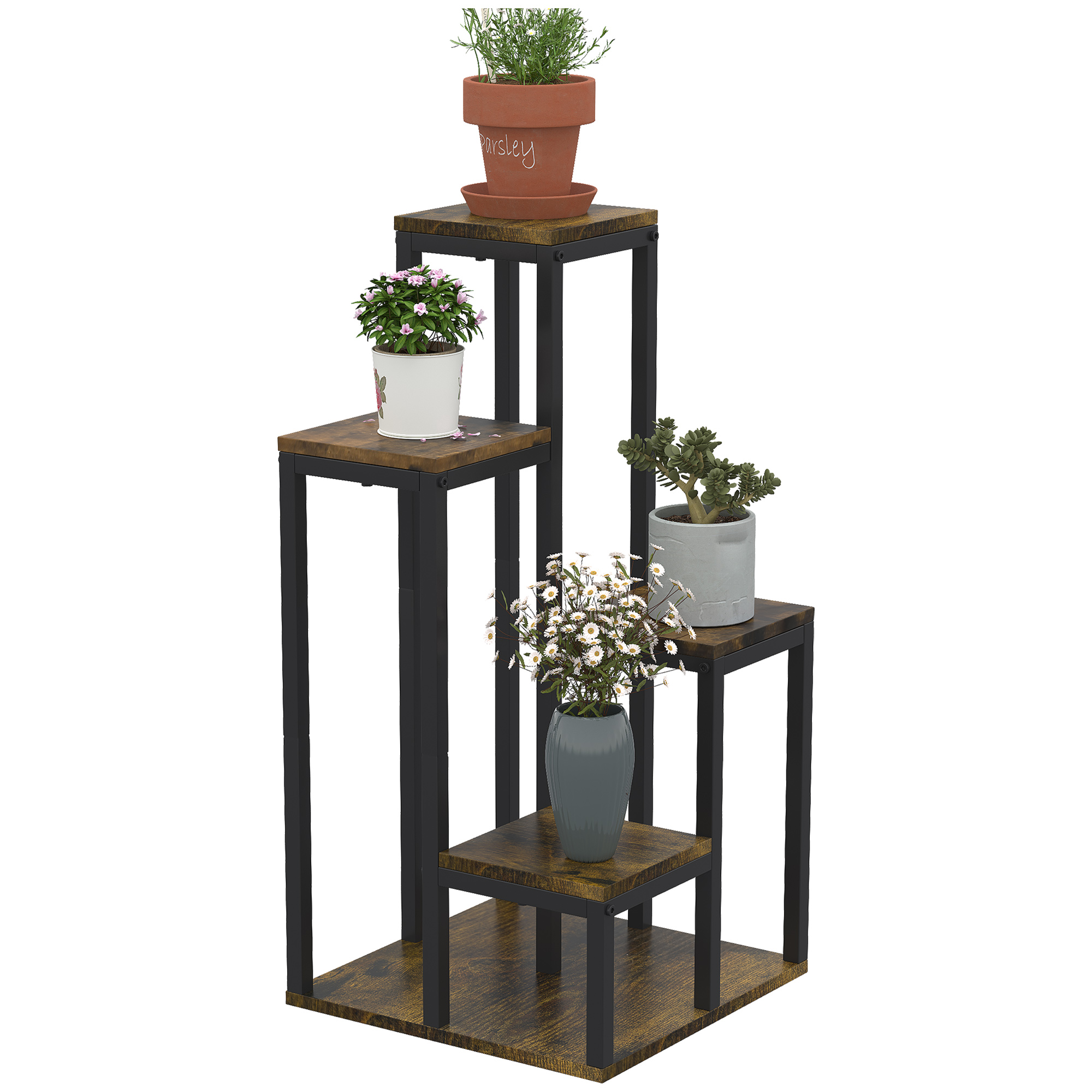 Blumenständer mit 4 Ebenen, 40 cm x 40 cm x 81 cm, Braun Blumenständer mit 4 Ebenen, 40 cm x 40 cm x 81 cm, Braun