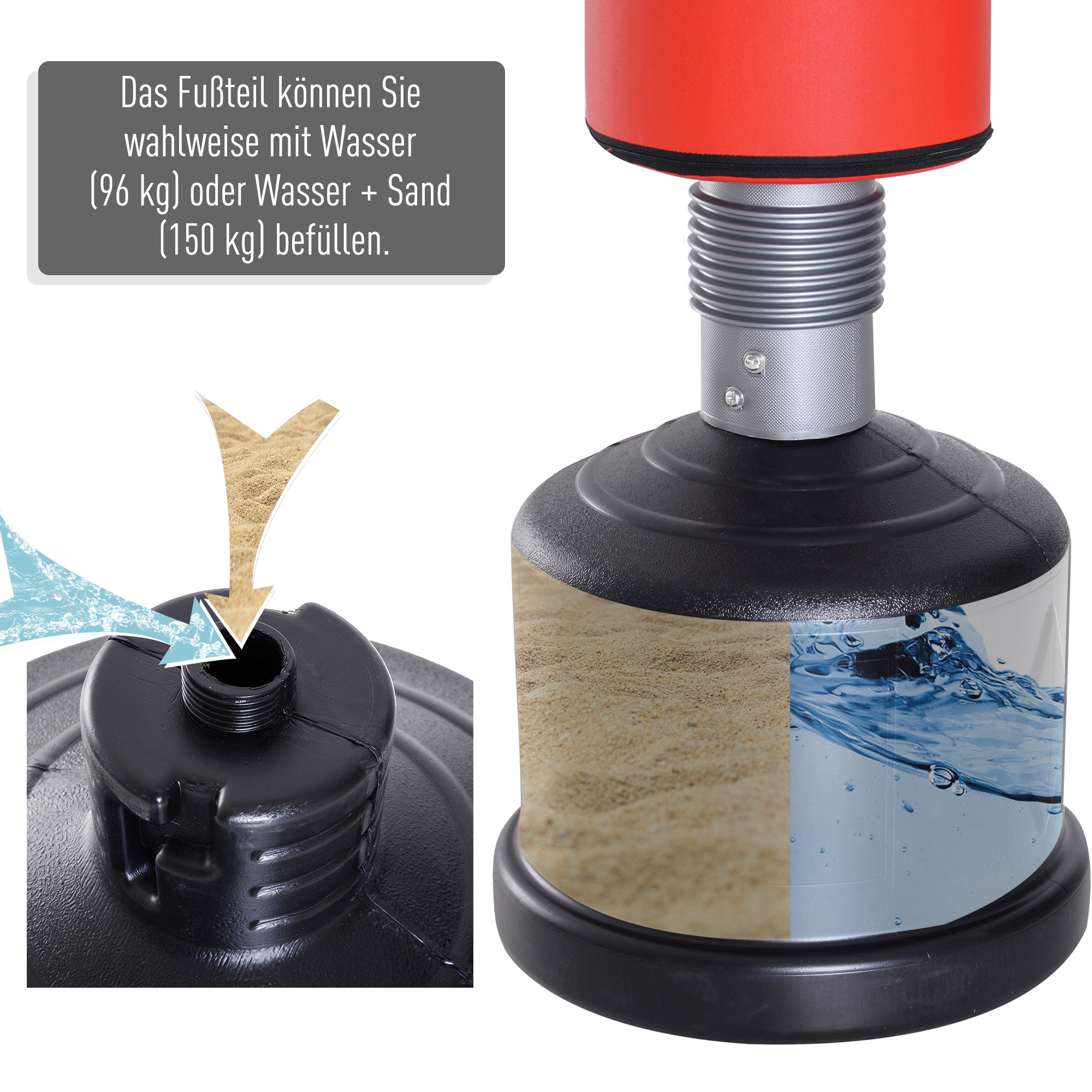 Standboxsack höhenverstellbar mit Federung Rot