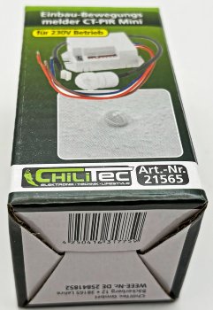 Einbau-Bewegungsmelder "CT-PIR Mini" / 230V, 800W, Ø 15mm, LED geeignet, weiß