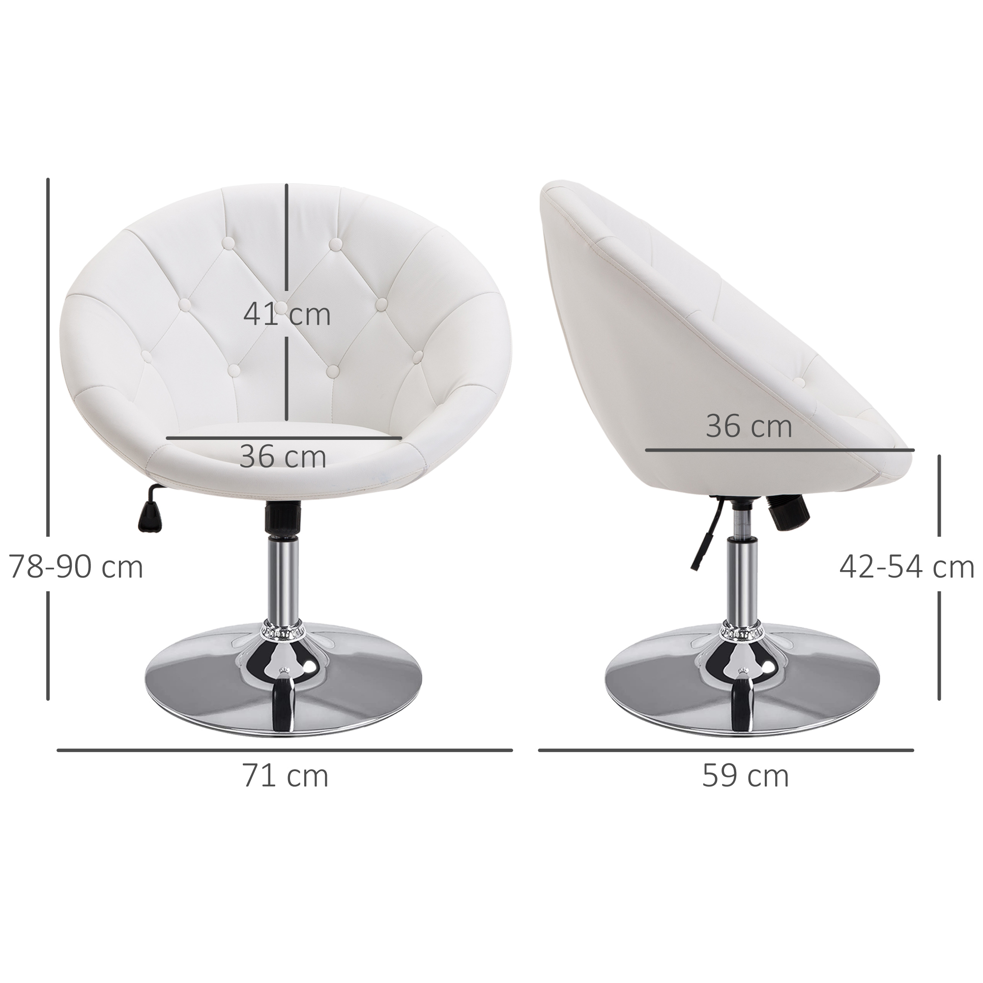 Sessel Wohnzimmer Loungesessel Relaxsessel mit Stahlbasis Lesesessel aus Kunstleder, Polstersessel für Schlafzimmer Weiß