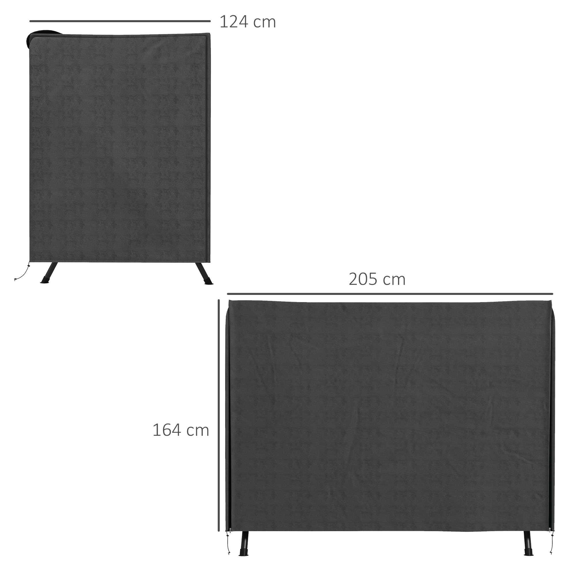 Abdeckung für Gartenschaukel, Schutzhülle für Hollywoodschaukel, Abdeckhaube, wasserfest, 205 x 124 x 164 cm, Dunkelgrau