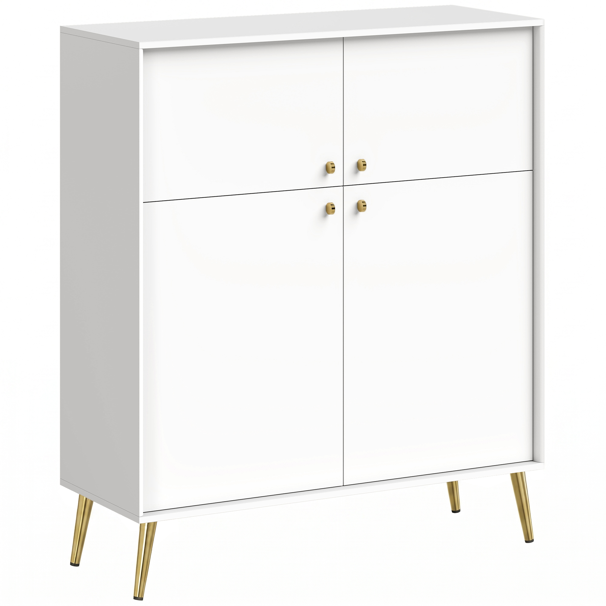 modernes Sideboard, 105,4 cm Buffet mit Metallfüßen, für Esszimmer & Küche, Cremeweiß