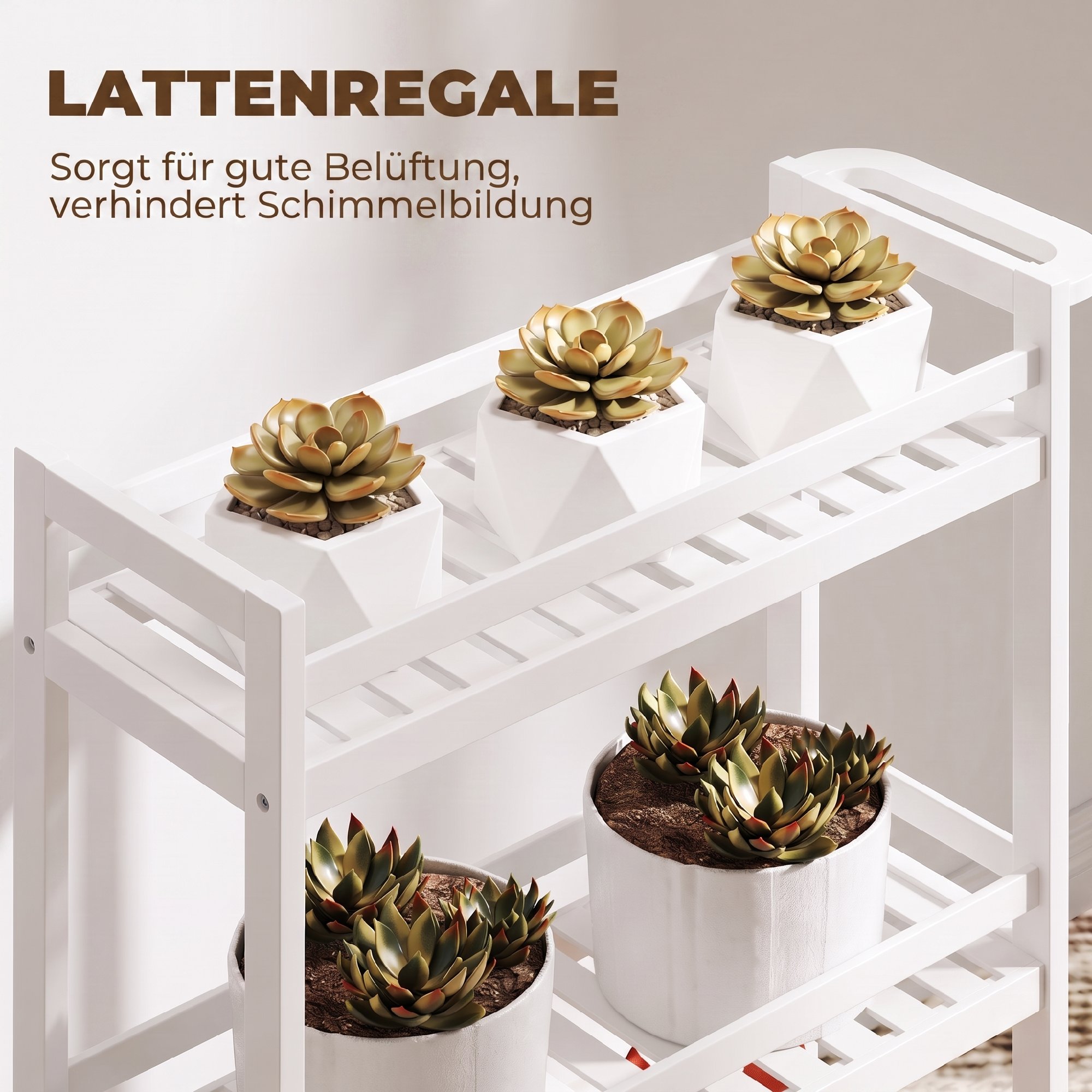 Servierwagen, 3 Etagen, Lamellenböden, Herausfallschutz, Bambus, 55 x 20 x 75 cm