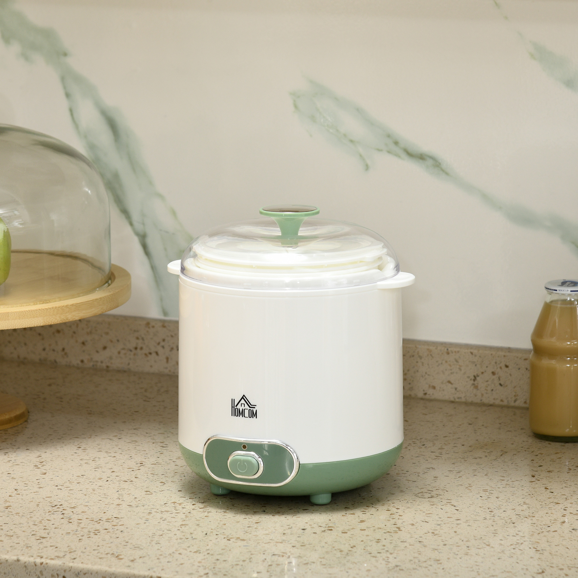 Joghurtbereiter, 1,5 L Joghurtmaschine mit Sieb, Deckel, 20 W Joghurt-Maker für griechischen Joghurt, für 3–5 Personen, 19,5x17,5x21,4 cm, Weiß