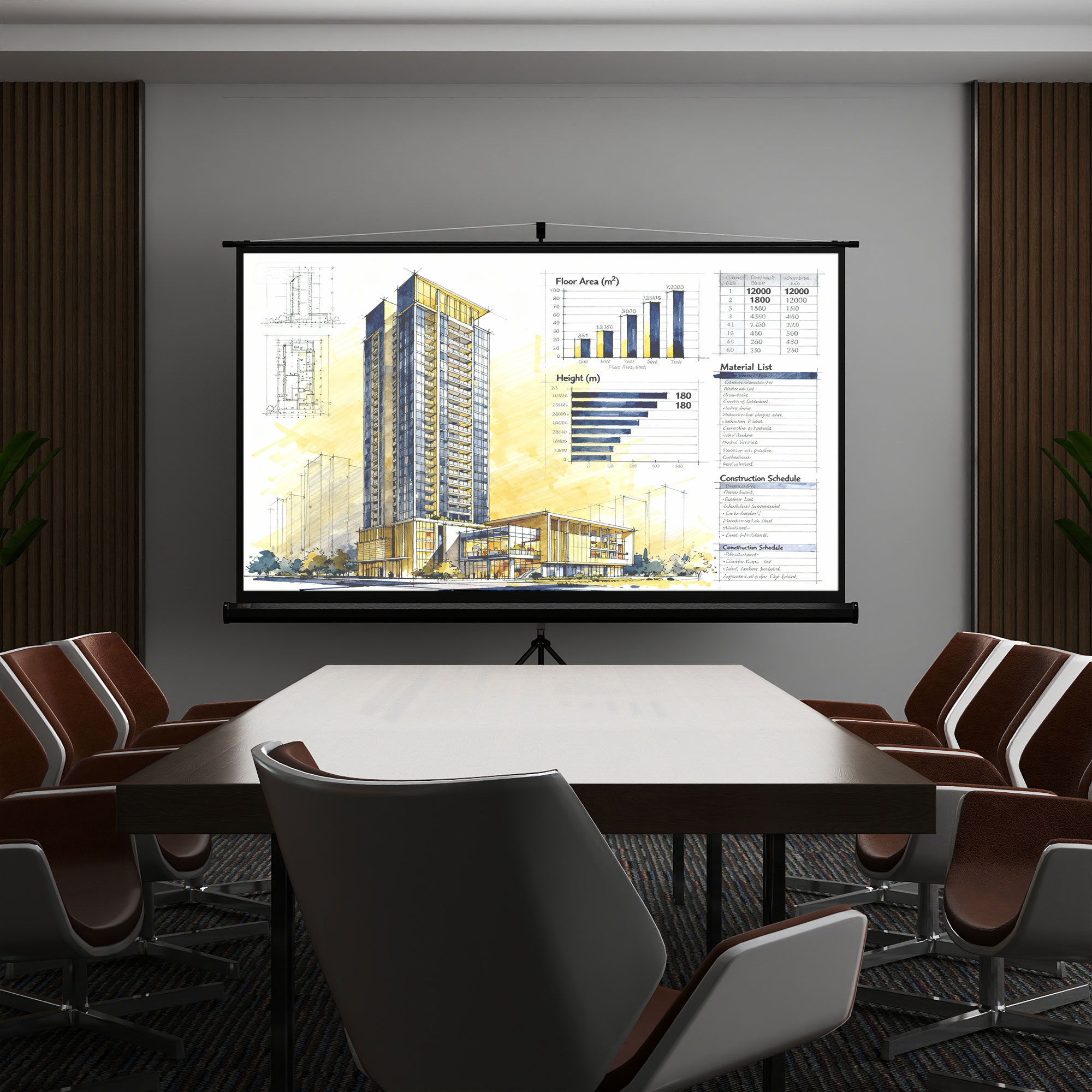 Beamer-Leinwand mit Stativ 221 x 124 cm 100 Zoll 16:9 HD 4K Rollo-Leinwand