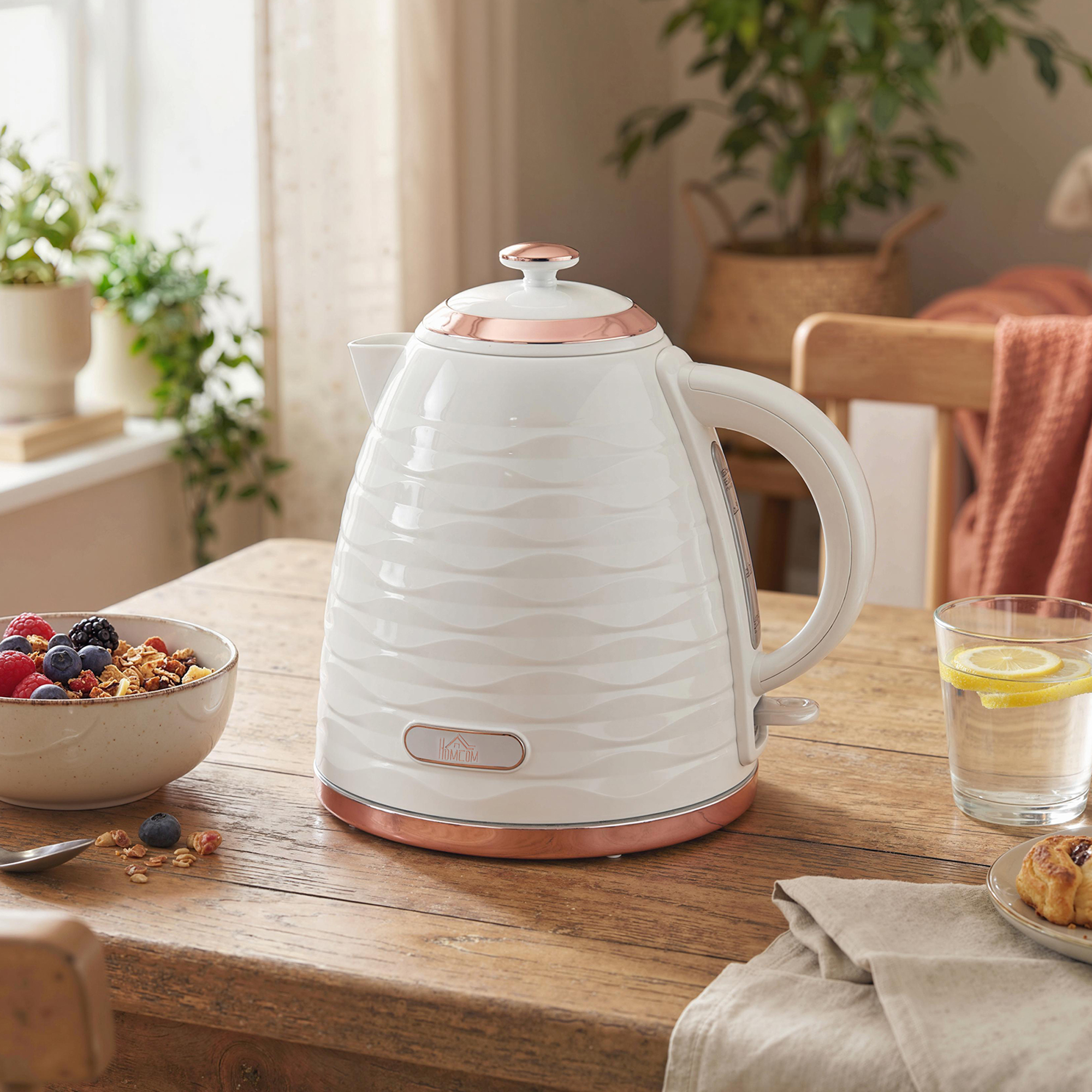 Wasserkocher, 1,7L, 2,2kW, Schnellkochfunktion mit Abnehmbarem Waschbarem Anti-Kalk-Filter