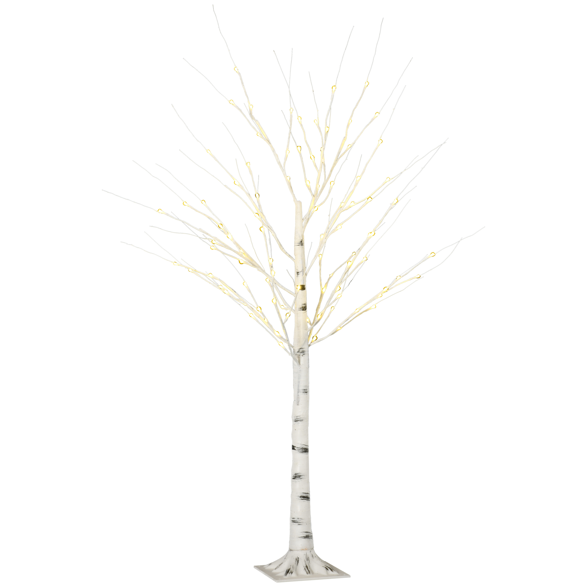 Künstliche Birke mit LEDs, biegsame Äste, Kunststoff und Metall, 150 cm, Weiß Künstliche Birke mit LEDs, biegsame Äste, Kunststoff und Metall, 150 cm, Weiß